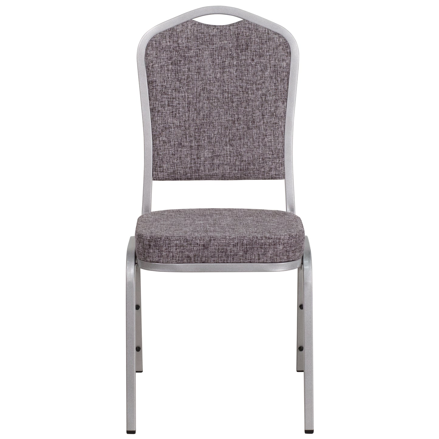 HERCULES Series Crown Back Stacking Banquet Chair in Herringbone Fabric - Silver Frame Herringbone Fabric/Silver Frame