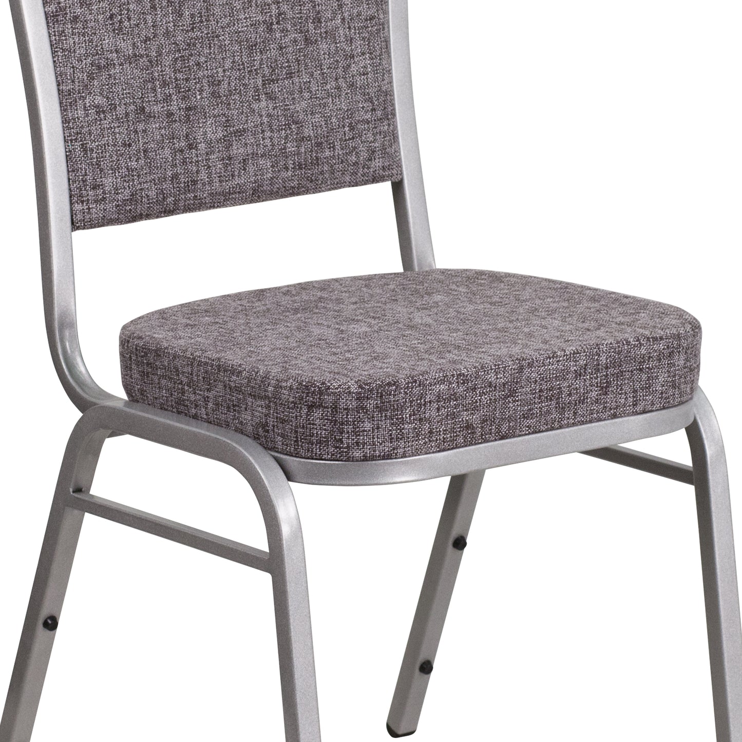 HERCULES Series Crown Back Stacking Banquet Chair in Herringbone Fabric - Silver Frame Herringbone Fabric/Silver Frame