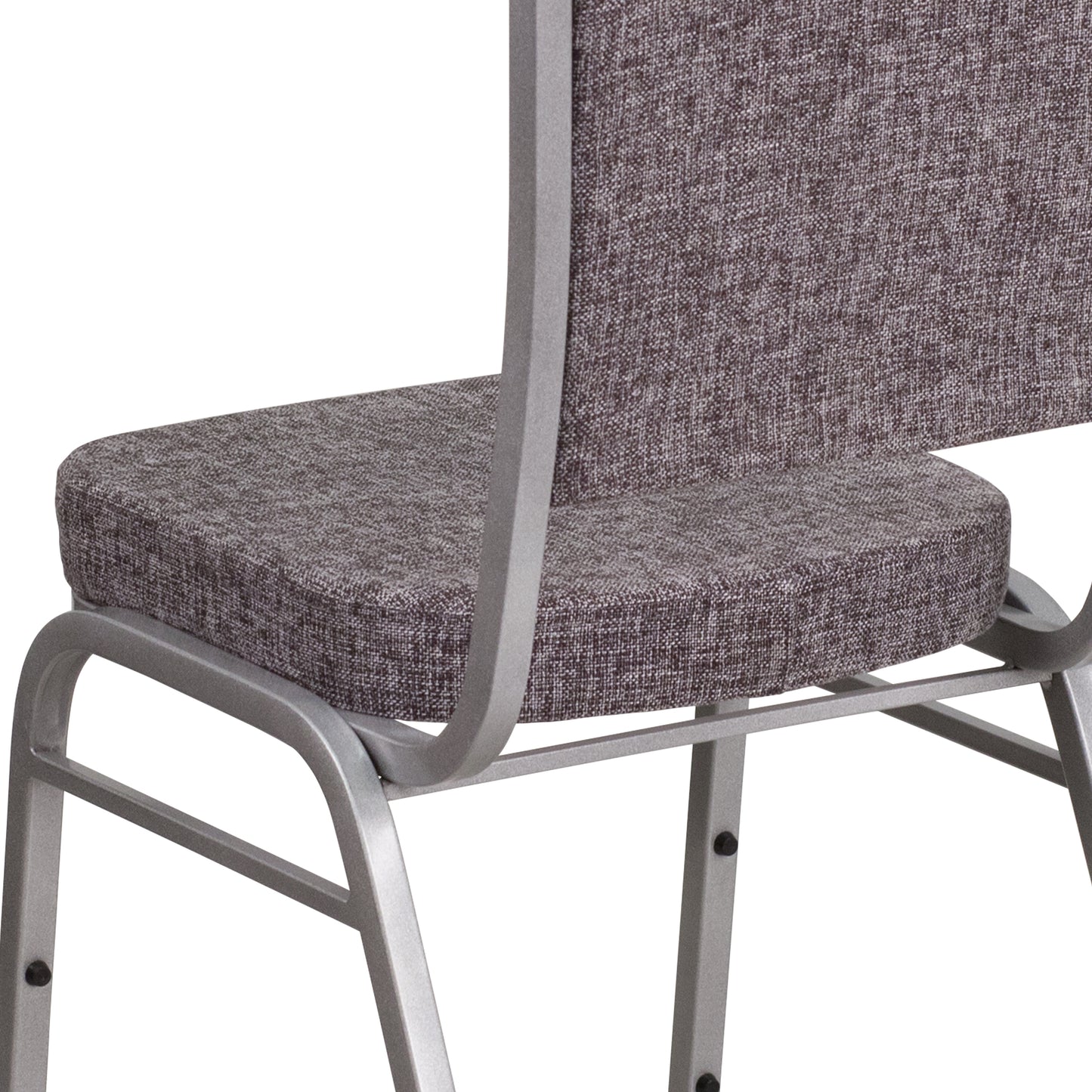 HERCULES Series Crown Back Stacking Banquet Chair in Herringbone Fabric - Silver Frame Herringbone Fabric/Silver Frame