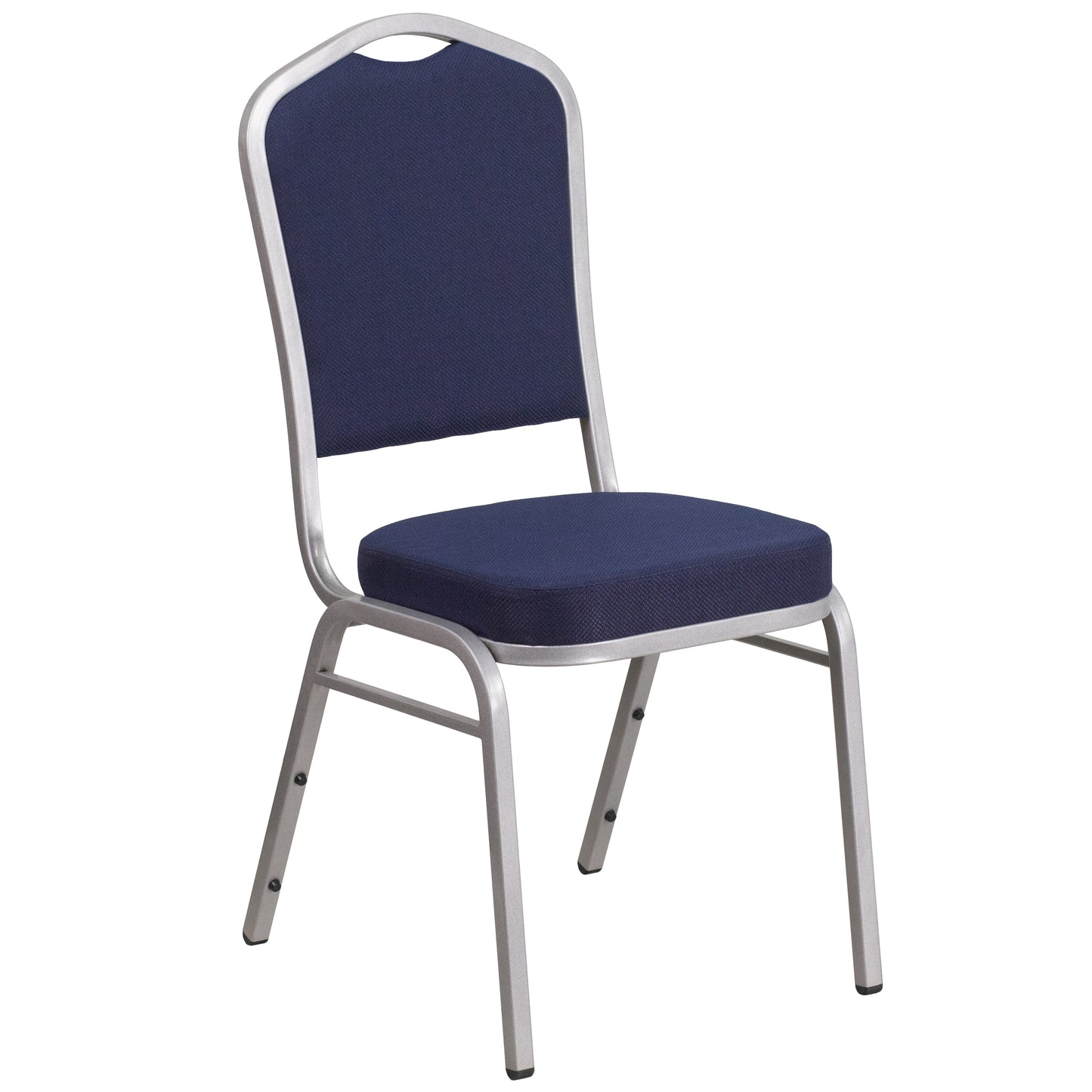 HERCULES Series Crown Back Stacking Banquet Chair in Navy Fabric - Silver Frame Navy Fabric/Silver Frame