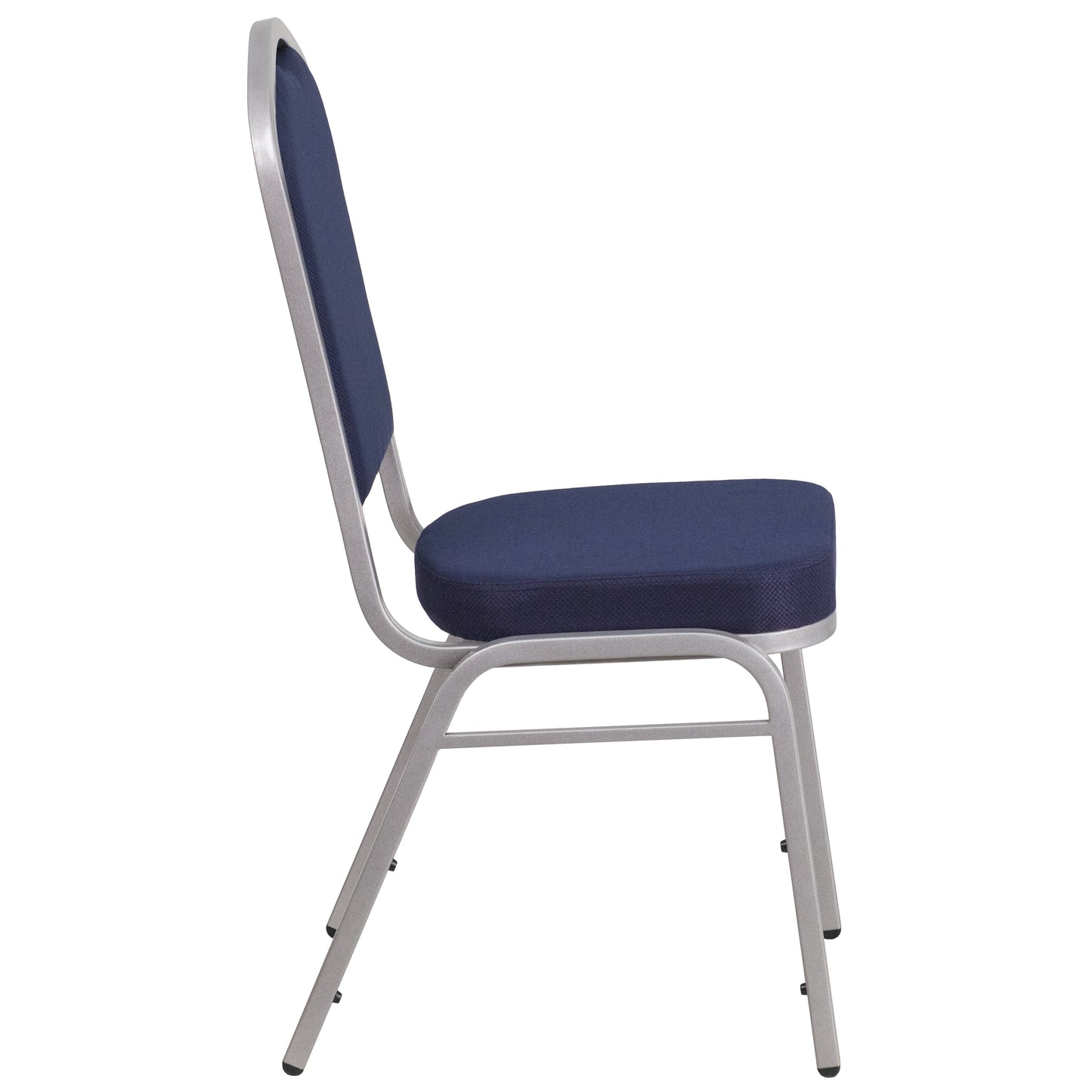 HERCULES Series Crown Back Stacking Banquet Chair in Navy Fabric - Silver Frame Navy Fabric/Silver Frame