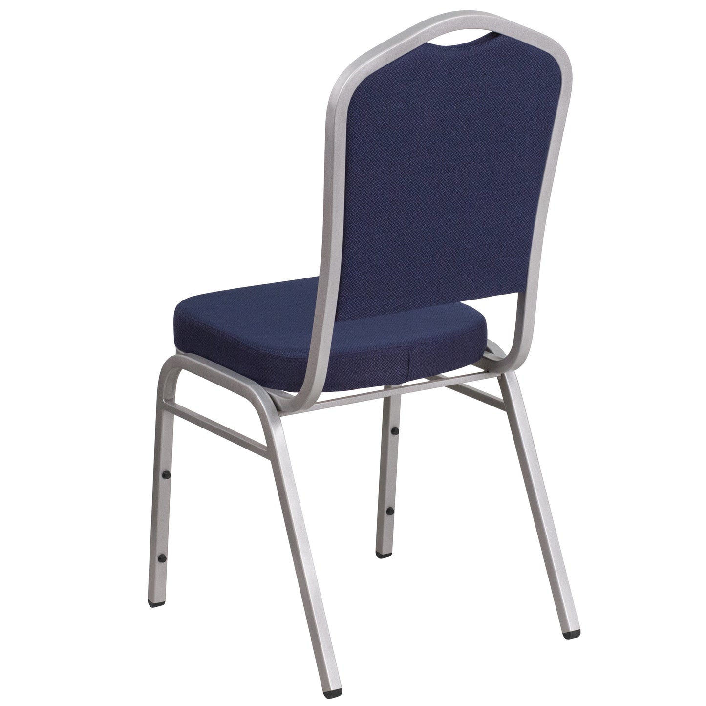 HERCULES Series Crown Back Stacking Banquet Chair in Navy Fabric - Silver Frame Navy Fabric/Silver Frame