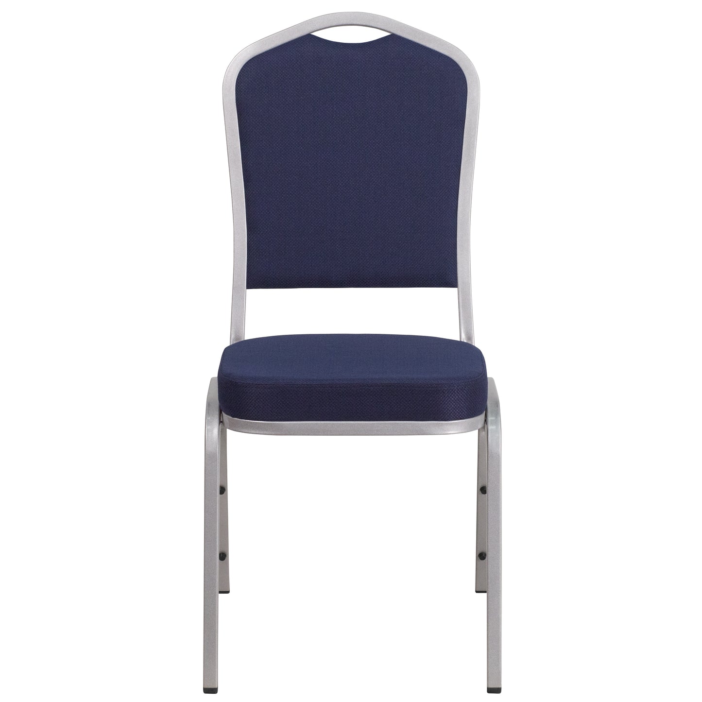HERCULES Series Crown Back Stacking Banquet Chair in Navy Fabric - Silver Frame Navy Fabric/Silver Frame