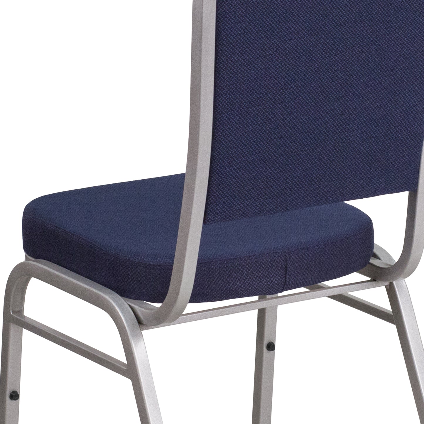 HERCULES Series Crown Back Stacking Banquet Chair in Navy Fabric - Silver Frame Navy Fabric/Silver Frame