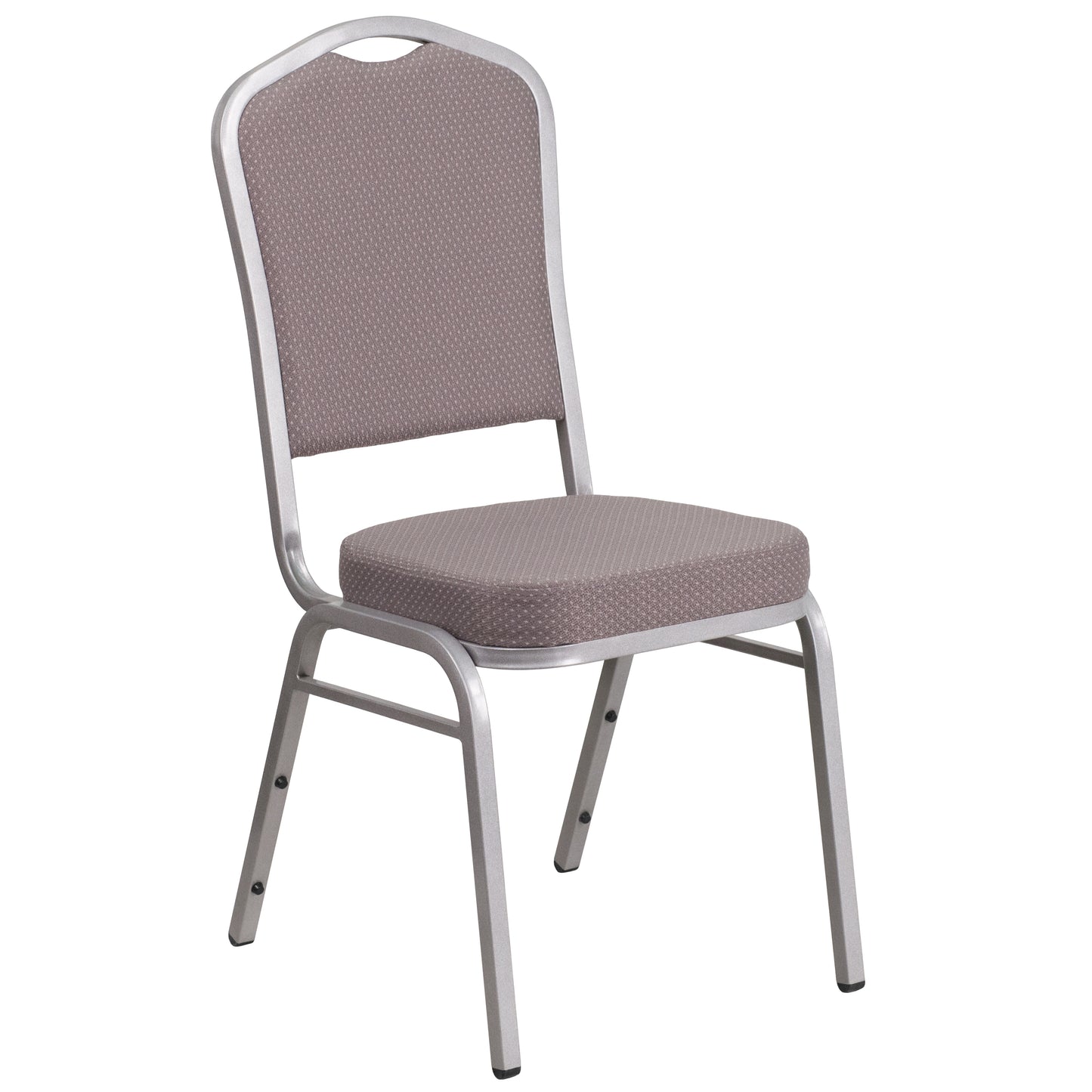 HERCULES Series Crown Back Stacking Banquet Chair in Gray Dot Fabric - Silver Frame Gray Dot Fabric/Silver Frame