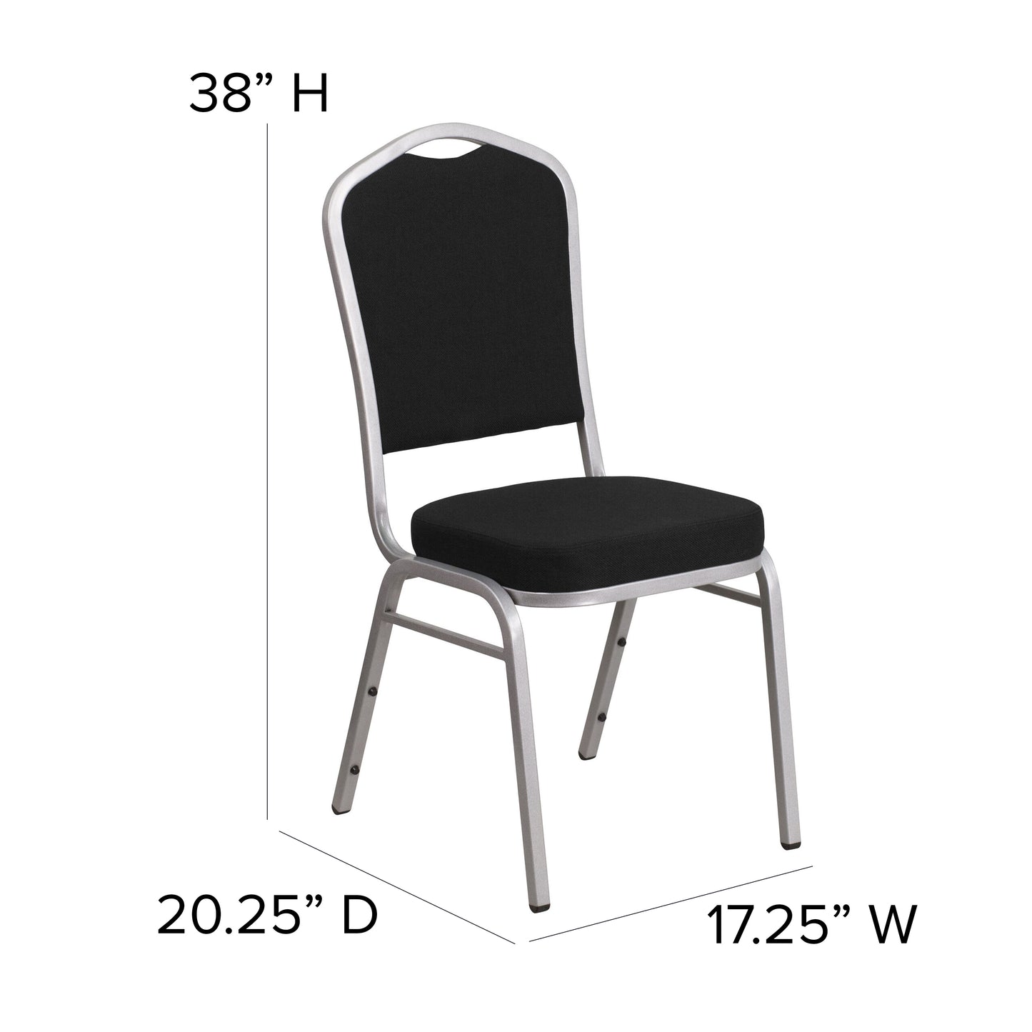 HERCULES Series Crown Back Stacking Banquet Chair in Gray Dot Fabric - Silver Frame Gray Dot Fabric/Silver Frame