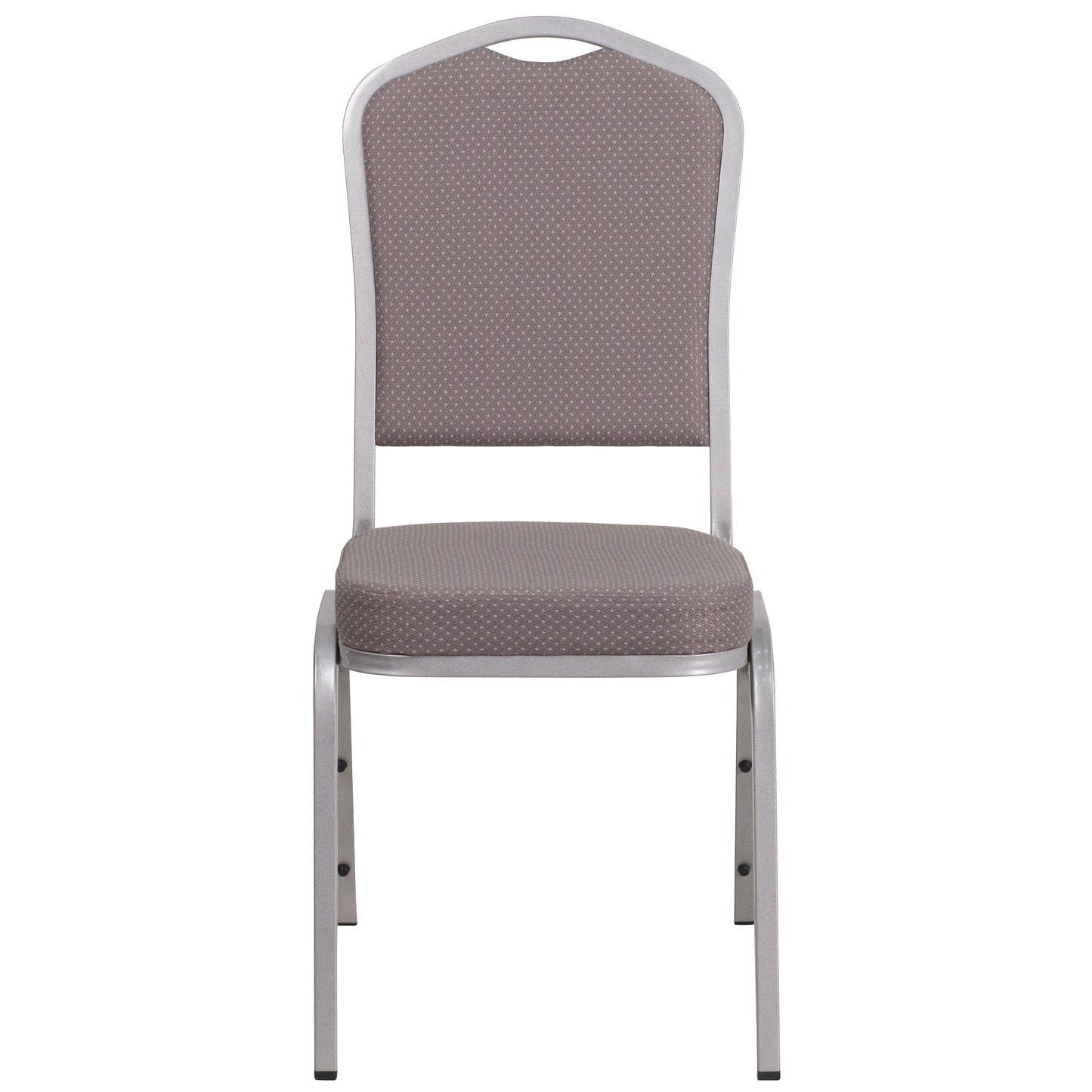 HERCULES Series Crown Back Stacking Banquet Chair in Gray Dot Fabric - Silver Frame Gray Dot Fabric/Silver Frame