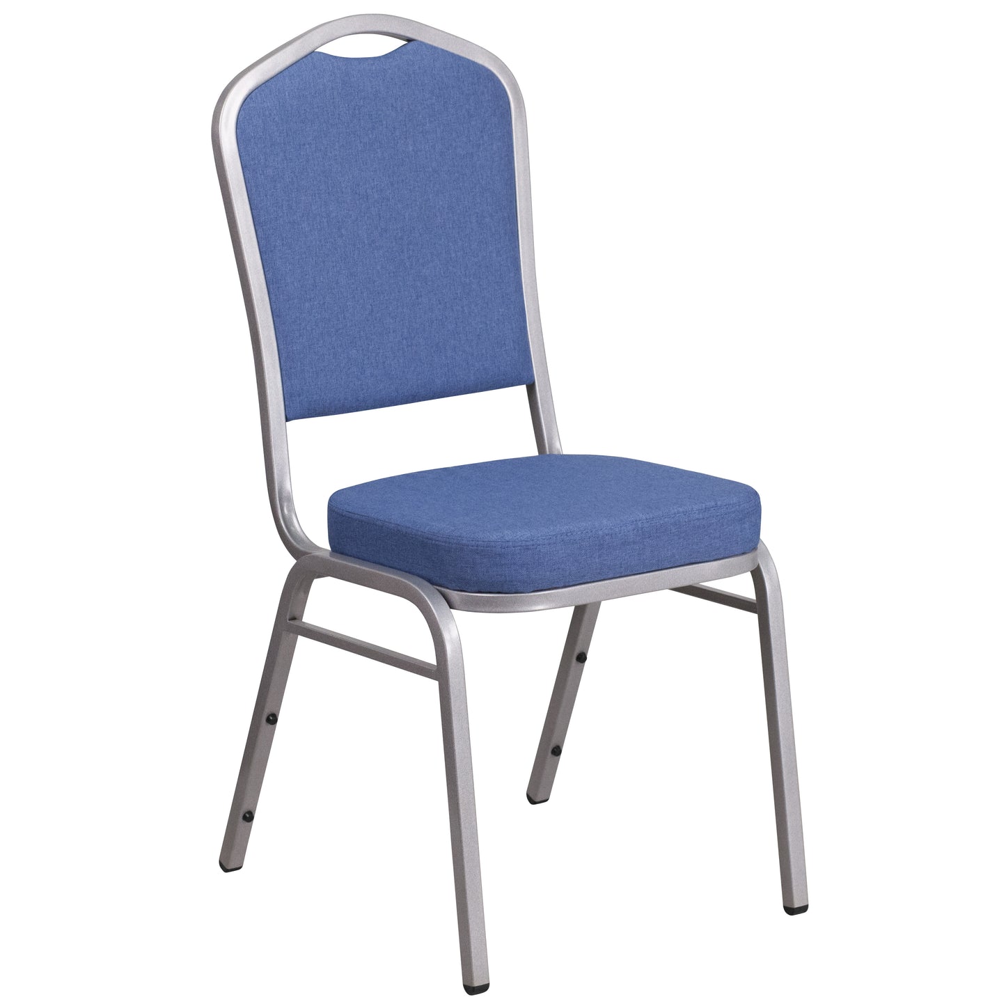 HERCULES Series Crown Back Stacking Banquet Chair in Blue Fabric - Silver Frame Blue Fabric/Silver Frame