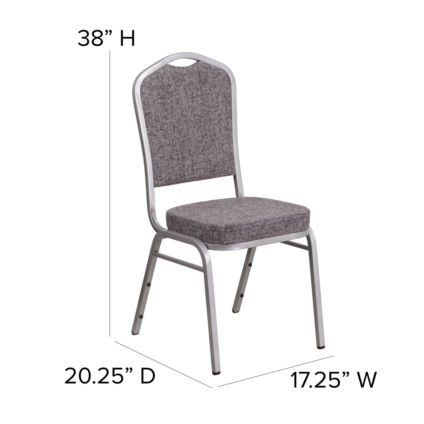 HERCULES Series Crown Back Stacking Banquet Chair in Blue Fabric - Silver Frame Blue Fabric/Silver Frame