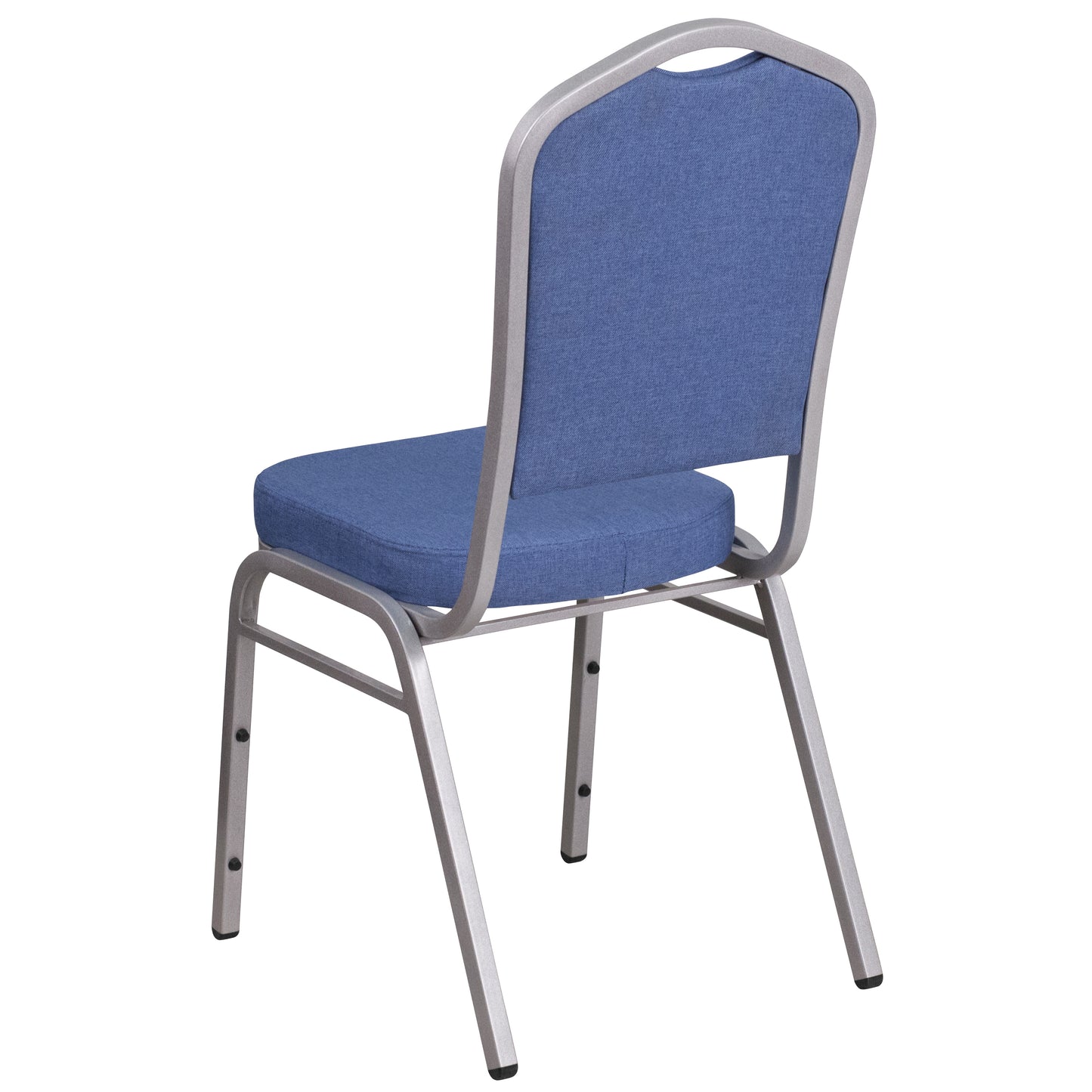 HERCULES Series Crown Back Stacking Banquet Chair in Blue Fabric - Silver Frame Blue Fabric/Silver Frame