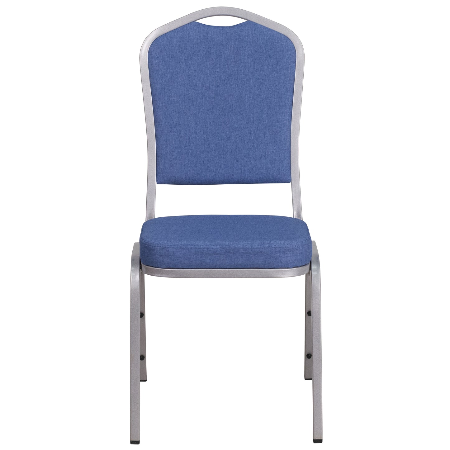 HERCULES Series Crown Back Stacking Banquet Chair in Blue Fabric - Silver Frame Blue Fabric/Silver Frame