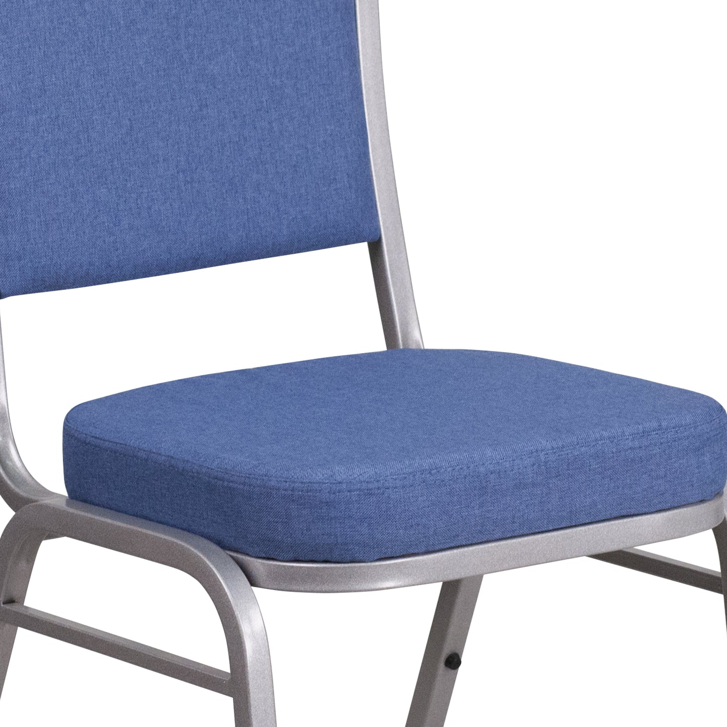 HERCULES Series Crown Back Stacking Banquet Chair in Blue Fabric - Silver Frame Blue Fabric/Silver Frame