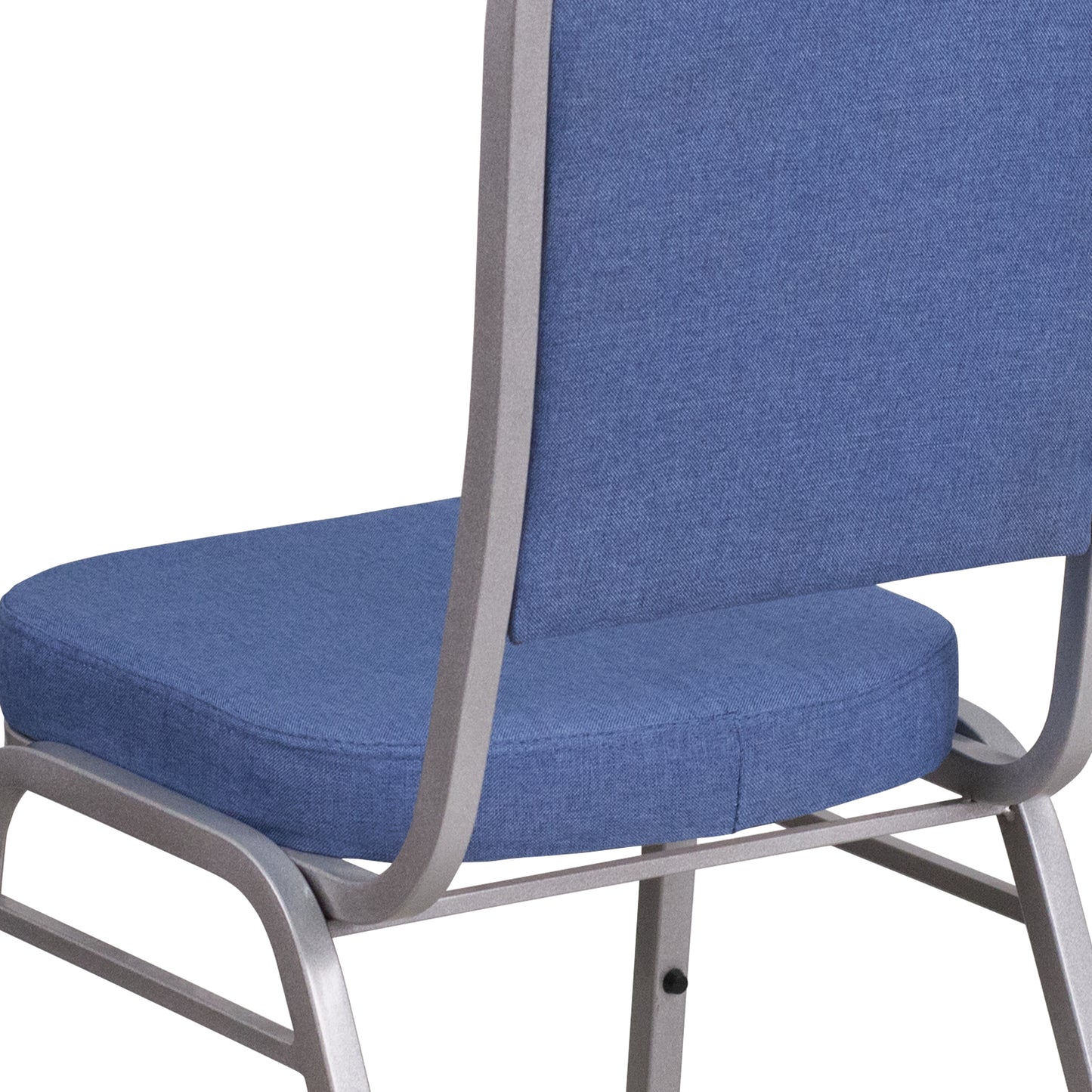 HERCULES Series Crown Back Stacking Banquet Chair in Blue Fabric - Silver Frame Blue Fabric/Silver Frame