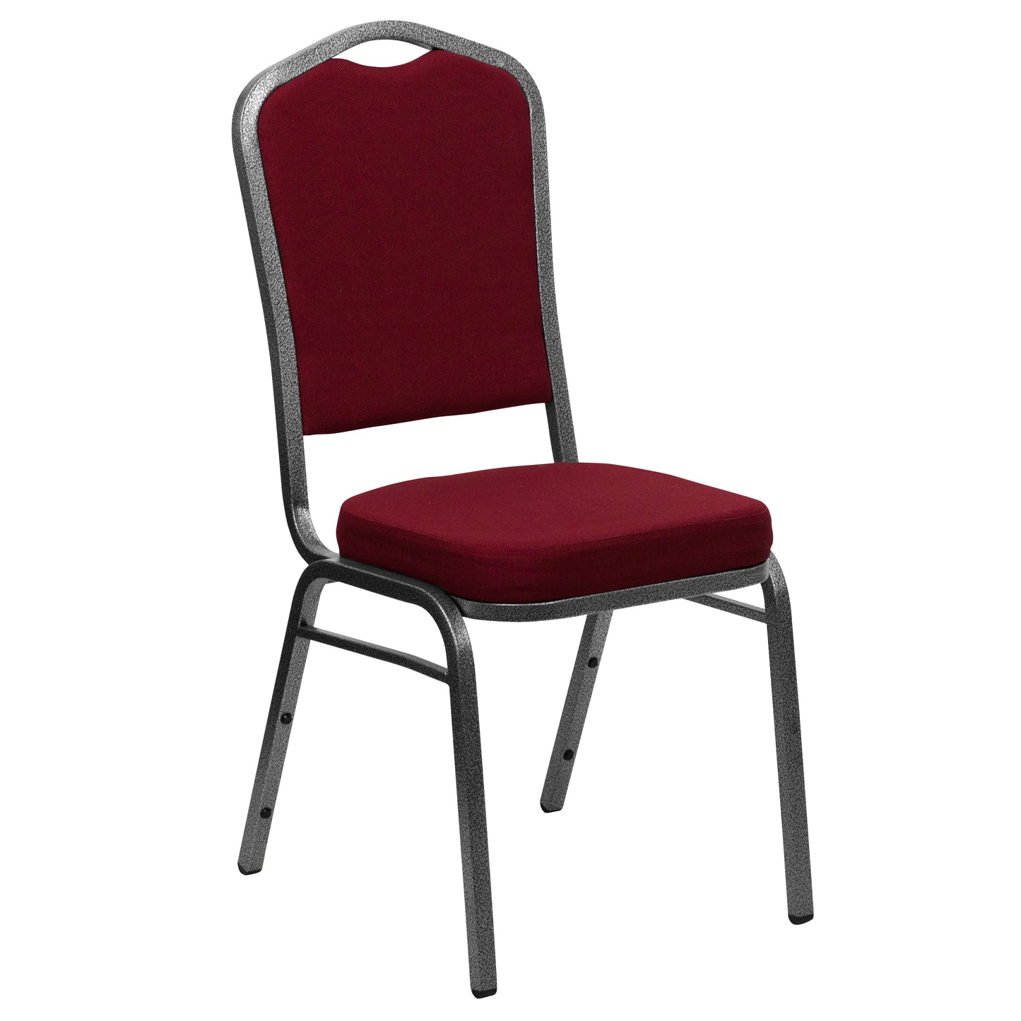 HERCULES Series Crown Back Stacking Banquet Chair in Burgundy Fabric - Silver Vein Frame Burgundy Fabric/Silver Vein Frame