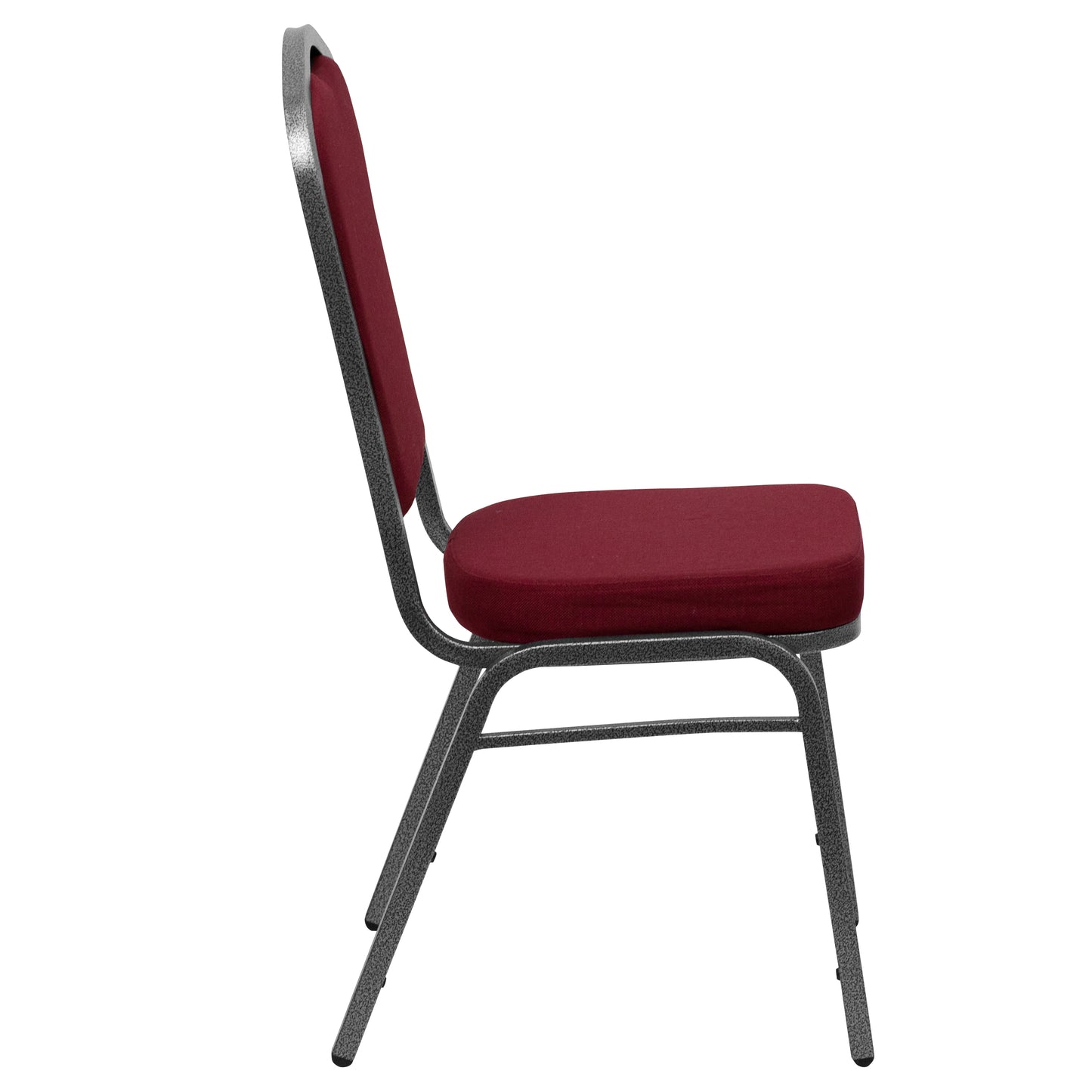 HERCULES Series Crown Back Stacking Banquet Chair in Burgundy Fabric - Silver Vein Frame Burgundy Fabric/Silver Vein Frame