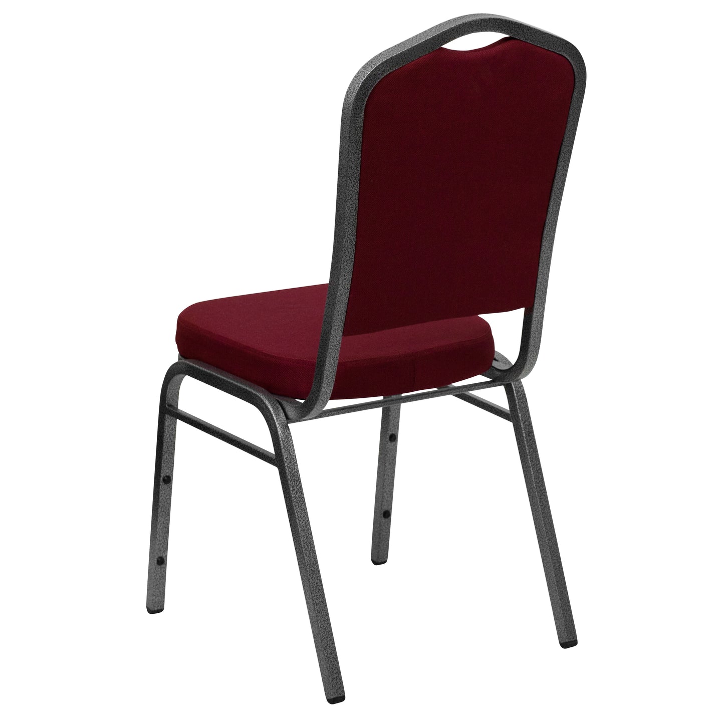 HERCULES Series Crown Back Stacking Banquet Chair in Burgundy Fabric - Silver Vein Frame Burgundy Fabric/Silver Vein Frame