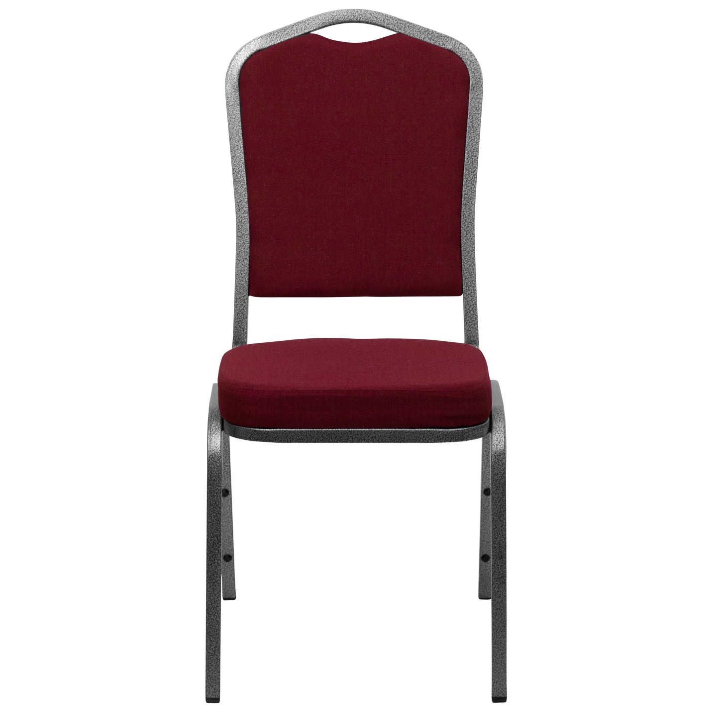 HERCULES Series Crown Back Stacking Banquet Chair in Burgundy Fabric - Silver Vein Frame Burgundy Fabric/Silver Vein Frame
