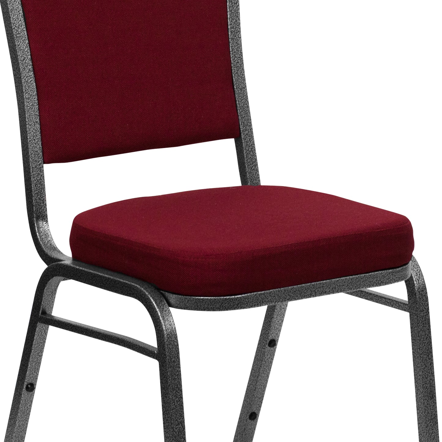 HERCULES Series Crown Back Stacking Banquet Chair in Burgundy Fabric - Silver Vein Frame Burgundy Fabric/Silver Vein Frame