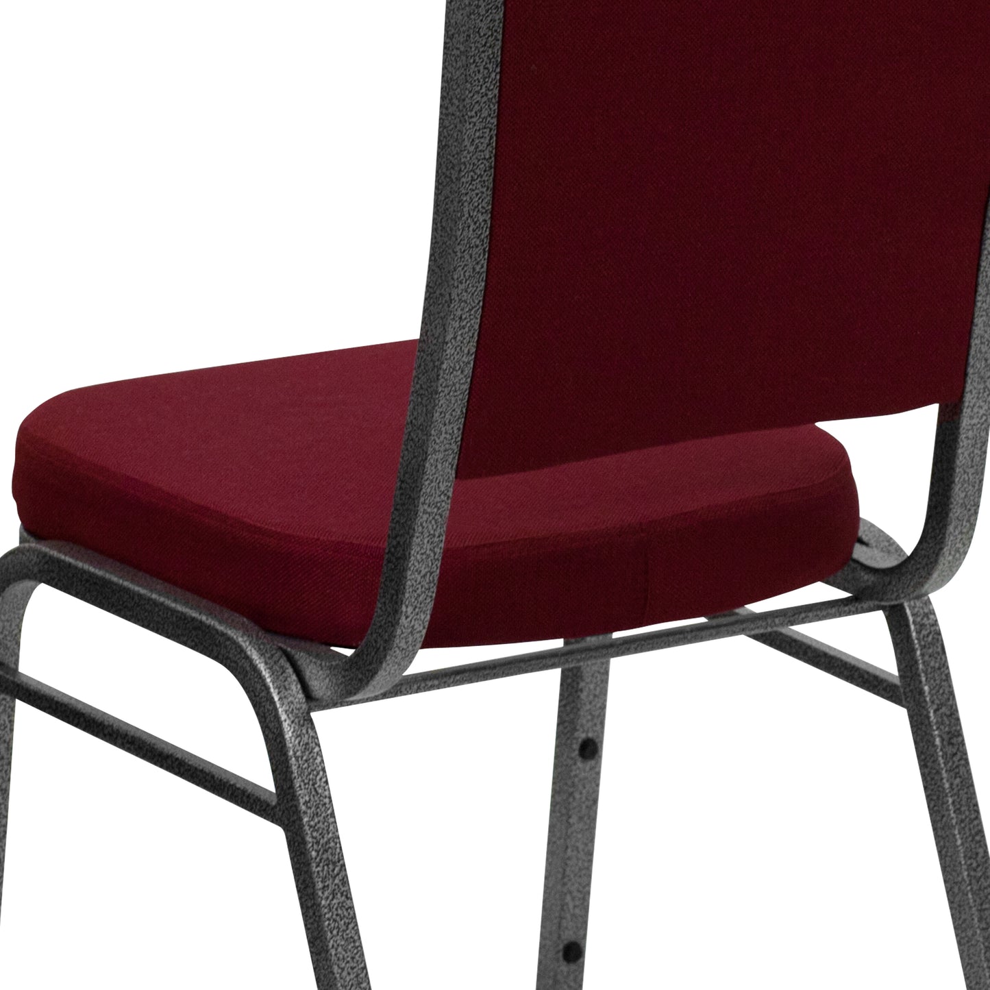HERCULES Series Crown Back Stacking Banquet Chair in Burgundy Fabric - Silver Vein Frame Burgundy Fabric/Silver Vein Frame