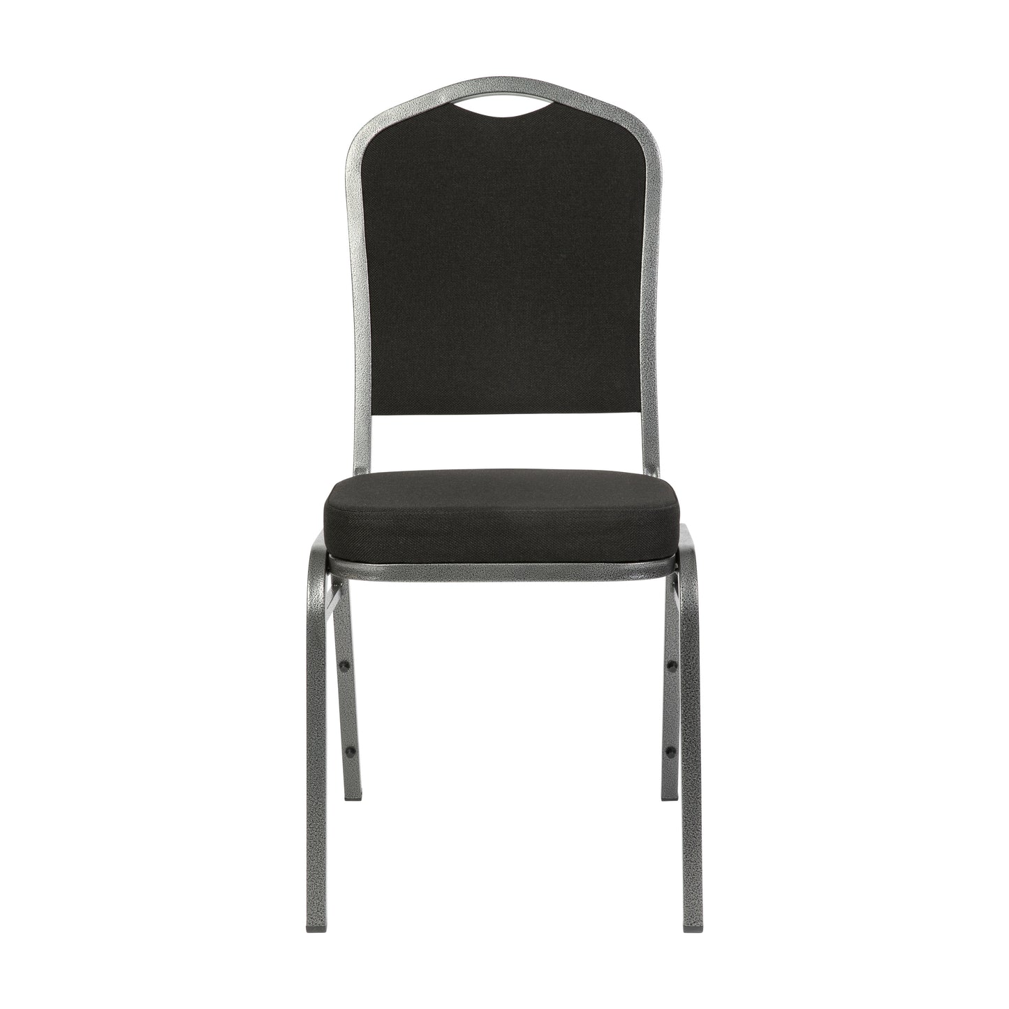 HERCULES Series Crown Back Stacking Banquet Chair in Black Fabric - Silver Vein Frame Black Fabric/Silver Vein Frame