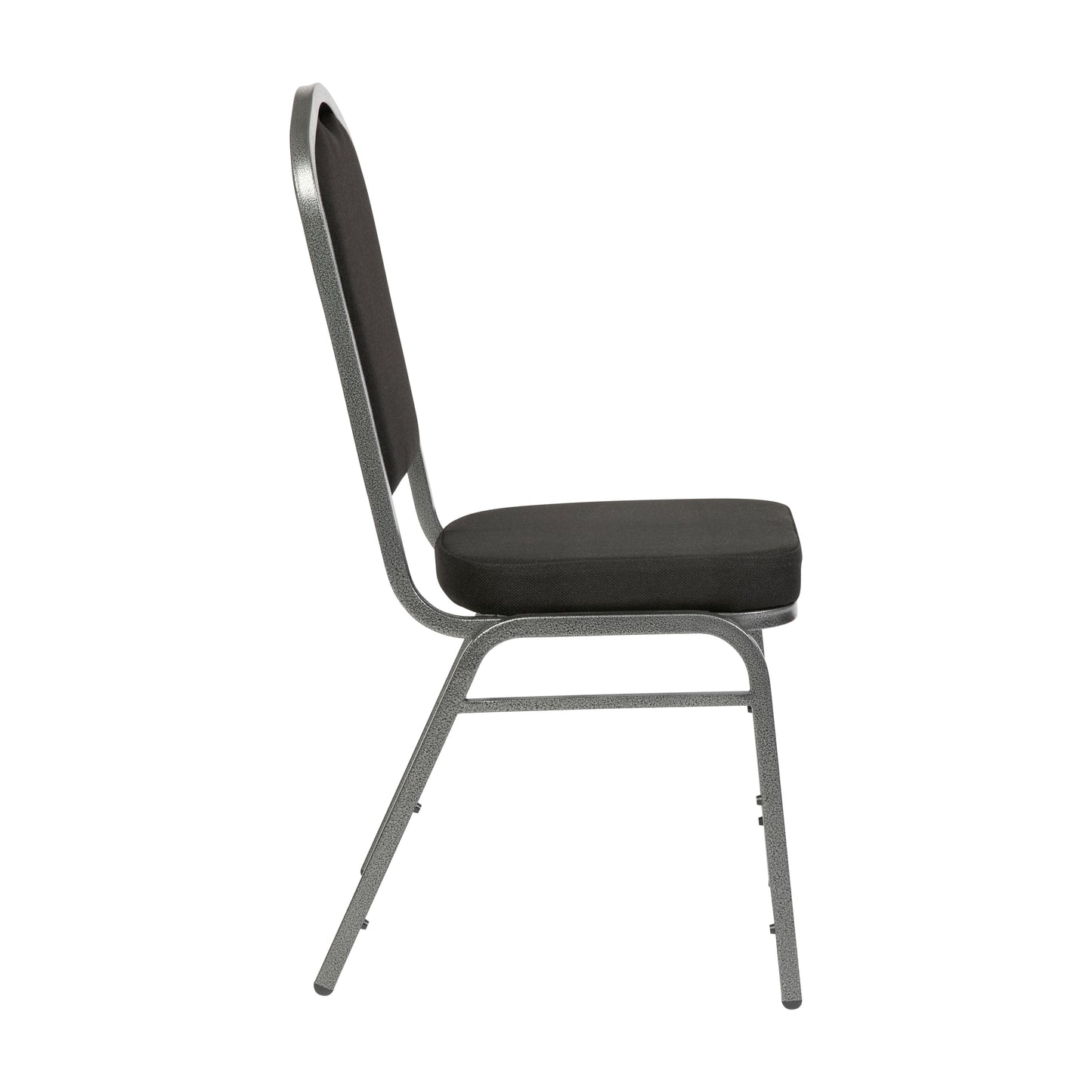 HERCULES Series Crown Back Stacking Banquet Chair in Black Fabric - Silver Vein Frame Black Fabric/Silver Vein Frame