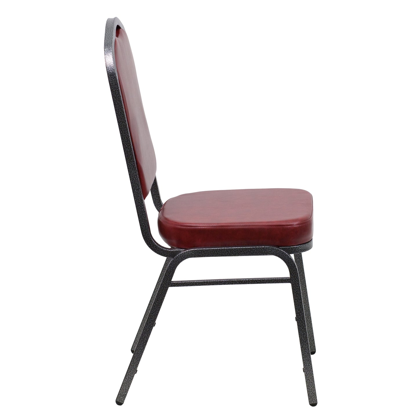HERCULES Series Crown Back Stacking Banquet Chair in Burgundy Vinyl - Silver Vein Frame Burgundy Vinyl/Silver Vein Frame
