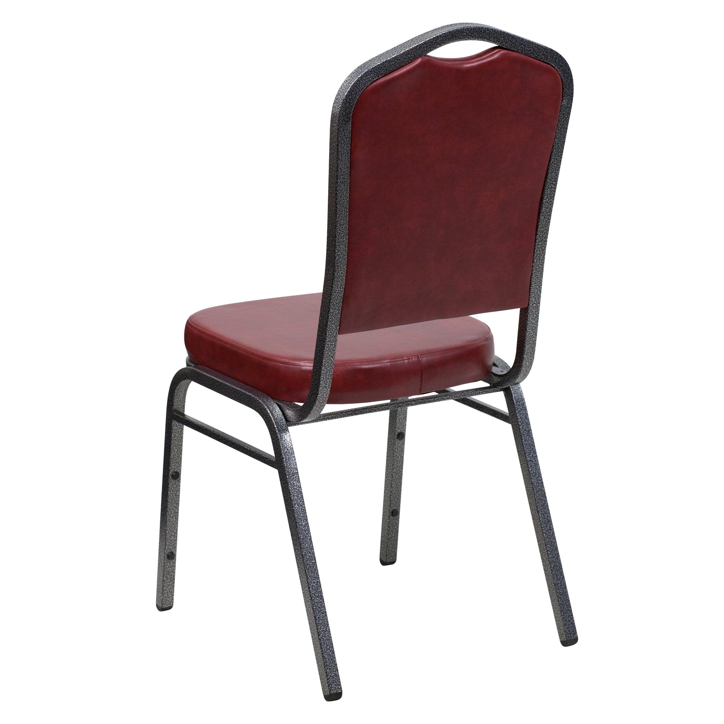 HERCULES Series Crown Back Stacking Banquet Chair in Burgundy Vinyl - Silver Vein Frame Burgundy Vinyl/Silver Vein Frame
