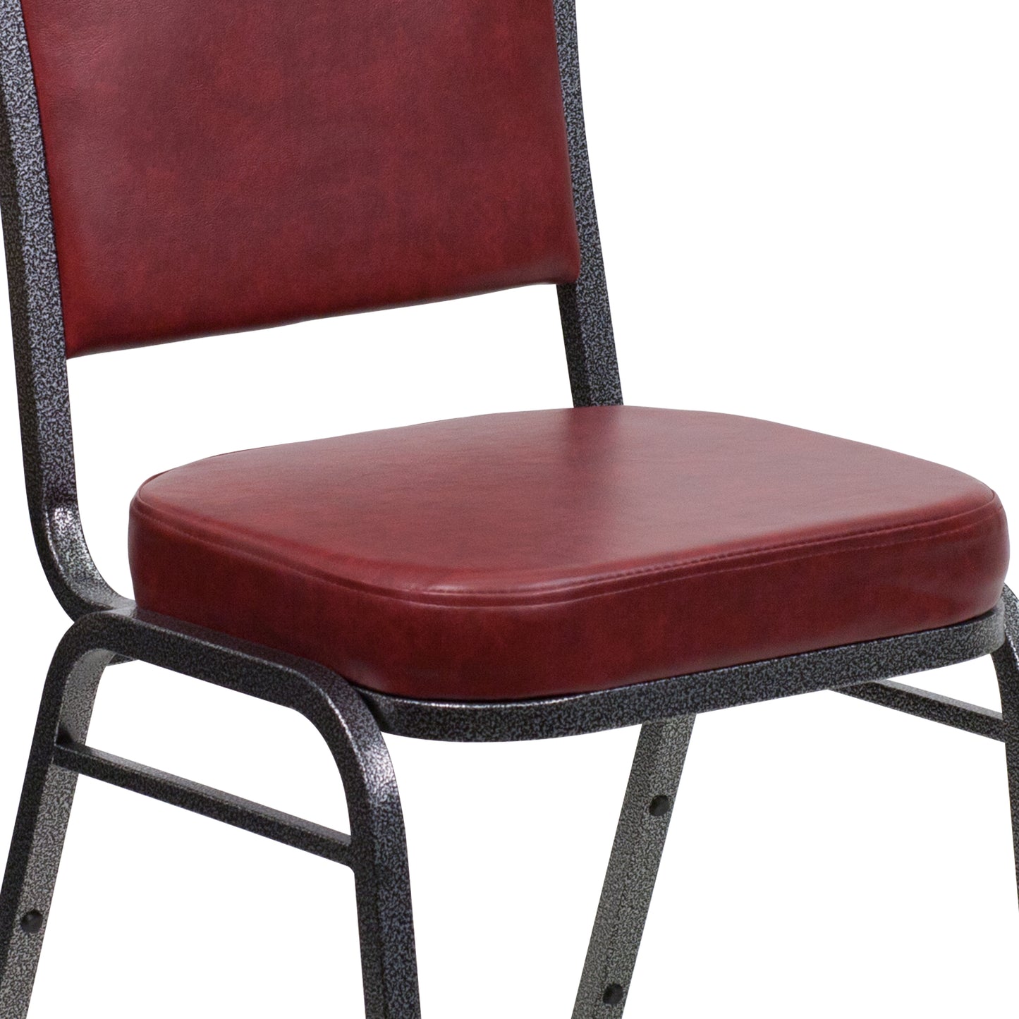 HERCULES Series Crown Back Stacking Banquet Chair in Burgundy Vinyl - Silver Vein Frame Burgundy Vinyl/Silver Vein Frame