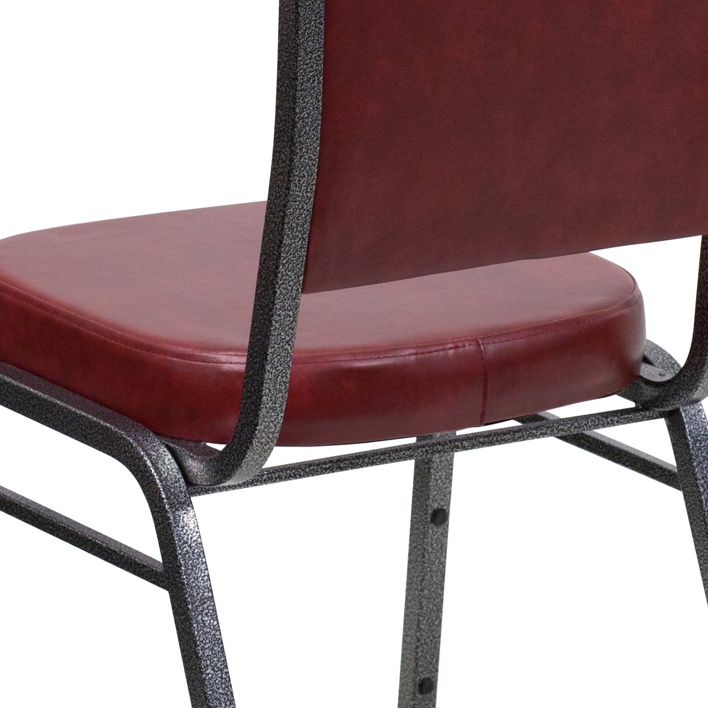 HERCULES Series Crown Back Stacking Banquet Chair in Burgundy Vinyl - Silver Vein Frame Burgundy Vinyl/Silver Vein Frame