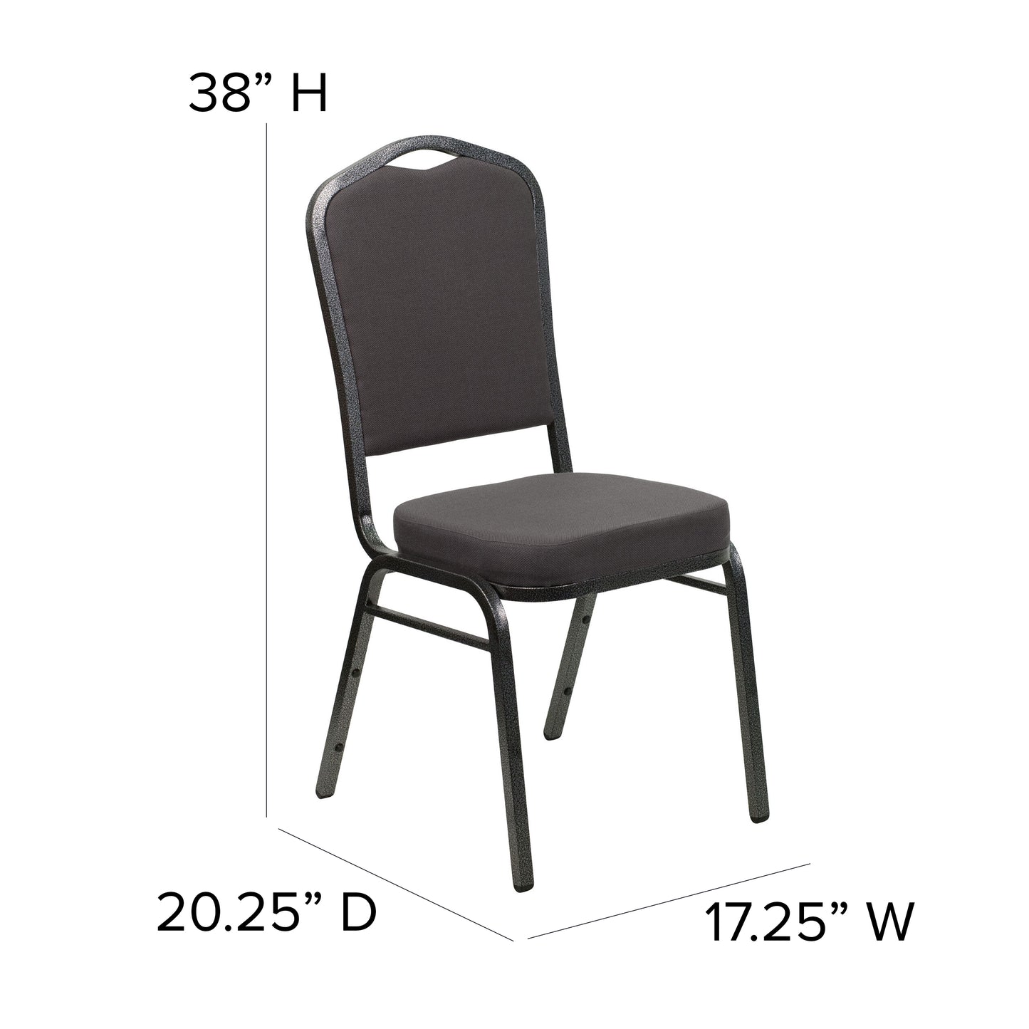 HERCULES Series Crown Back Stacking Banquet Chair in Gray Fabric - Silver Vein Frame Gray Fabric/Silver Vein Frame