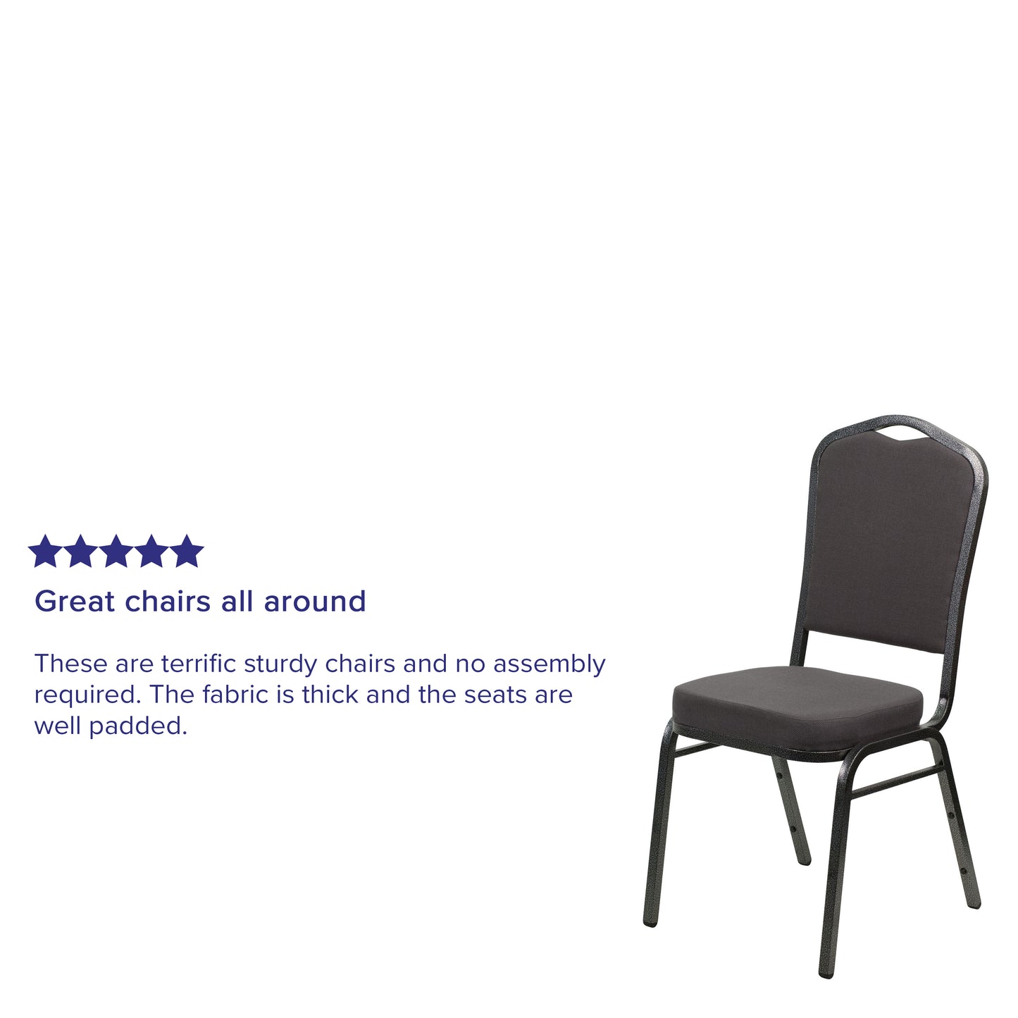 HERCULES Series Crown Back Stacking Banquet Chair in Gray Fabric - Silver Vein Frame Gray Fabric/Silver Vein Frame