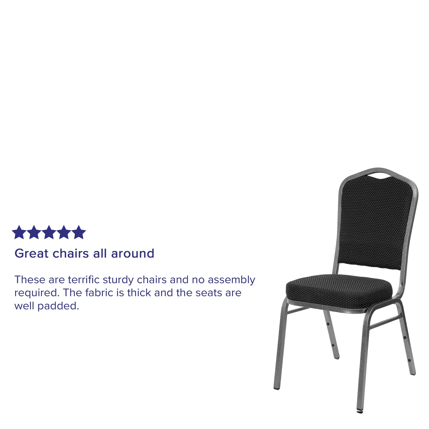 HERCULES Series Crown Back Stacking Banquet Chair in Black Dot Patterned Fabric - Silver Vein Frame Black Dot Patterned Fabric/Silver Vein Frame