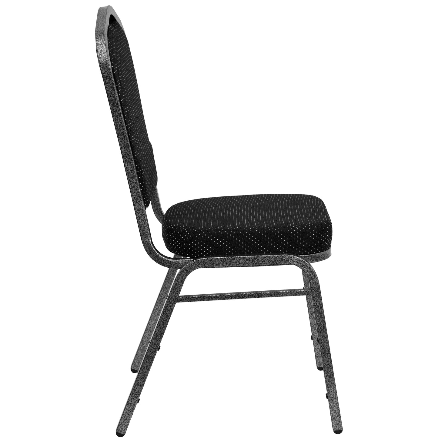 HERCULES Series Crown Back Stacking Banquet Chair in Black Dot Patterned Fabric - Silver Vein Frame Black Dot Patterned Fabric/Silver Vein Frame
