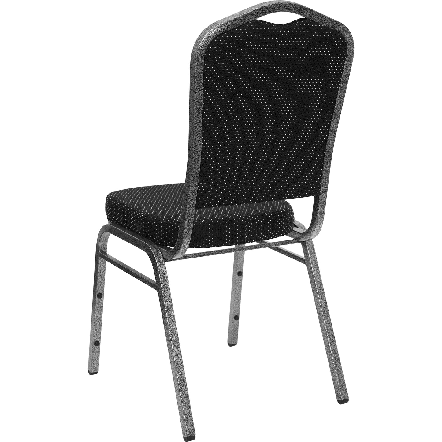 HERCULES Series Crown Back Stacking Banquet Chair in Black Dot Patterned Fabric - Silver Vein Frame Black Dot Patterned Fabric/Silver Vein Frame