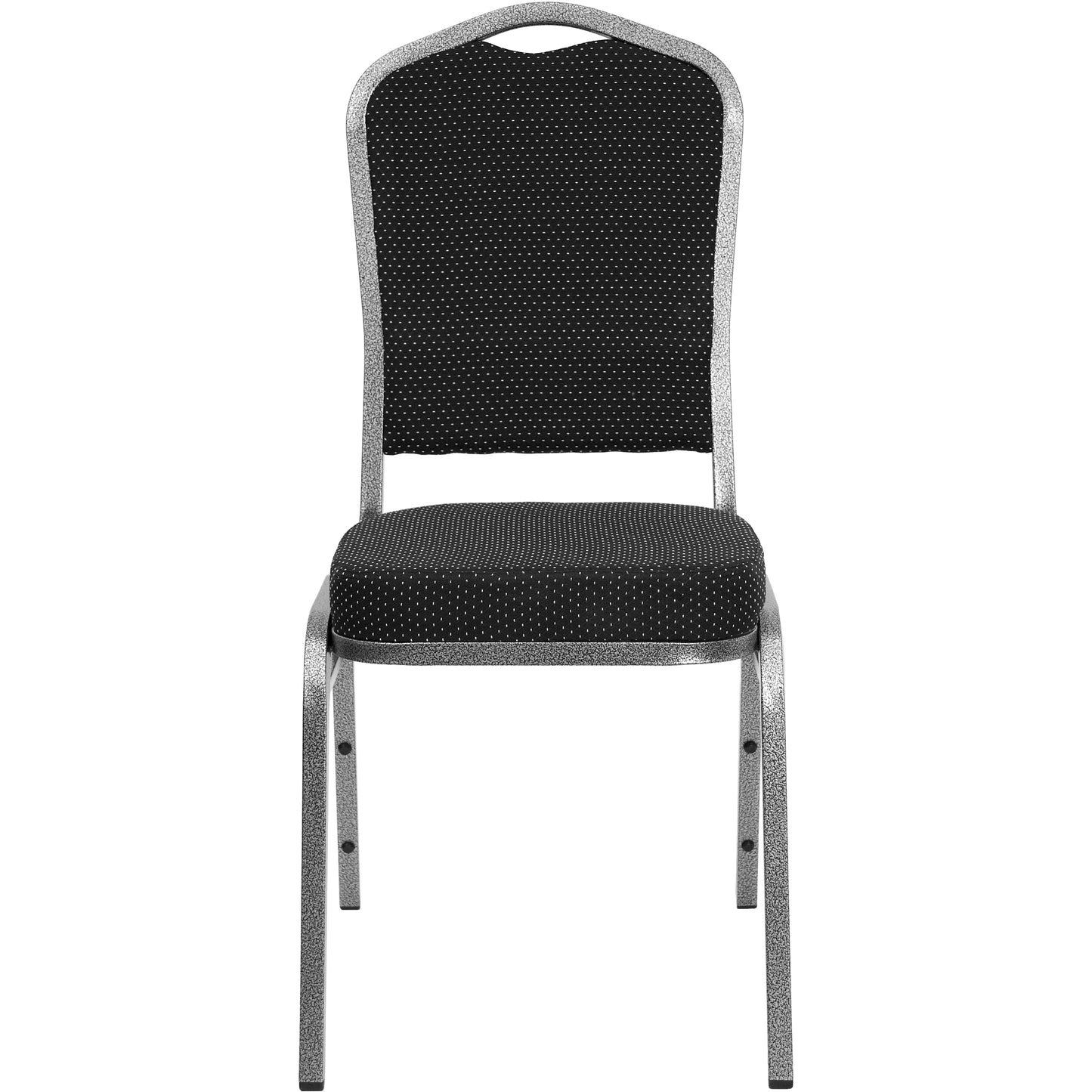 HERCULES Series Crown Back Stacking Banquet Chair in Black Dot Patterned Fabric - Silver Vein Frame Black Dot Patterned Fabric/Silver Vein Frame