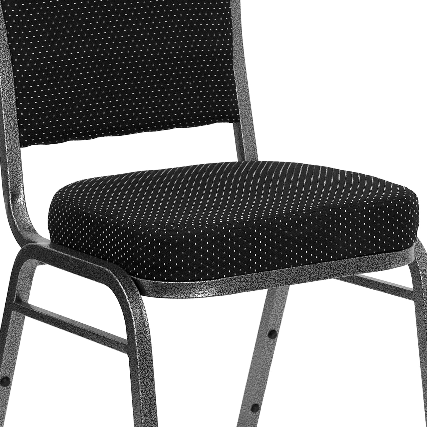 HERCULES Series Crown Back Stacking Banquet Chair in Black Dot Patterned Fabric - Silver Vein Frame Black Dot Patterned Fabric/Silver Vein Frame