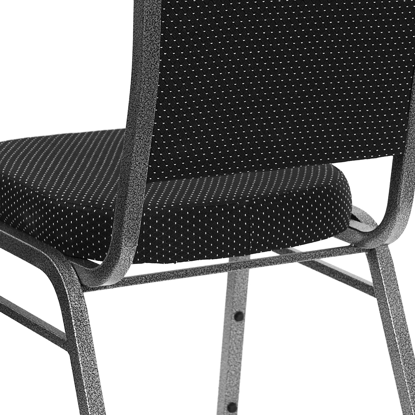 HERCULES Series Crown Back Stacking Banquet Chair in Black Dot Patterned Fabric - Silver Vein Frame Black Dot Patterned Fabric/Silver Vein Frame