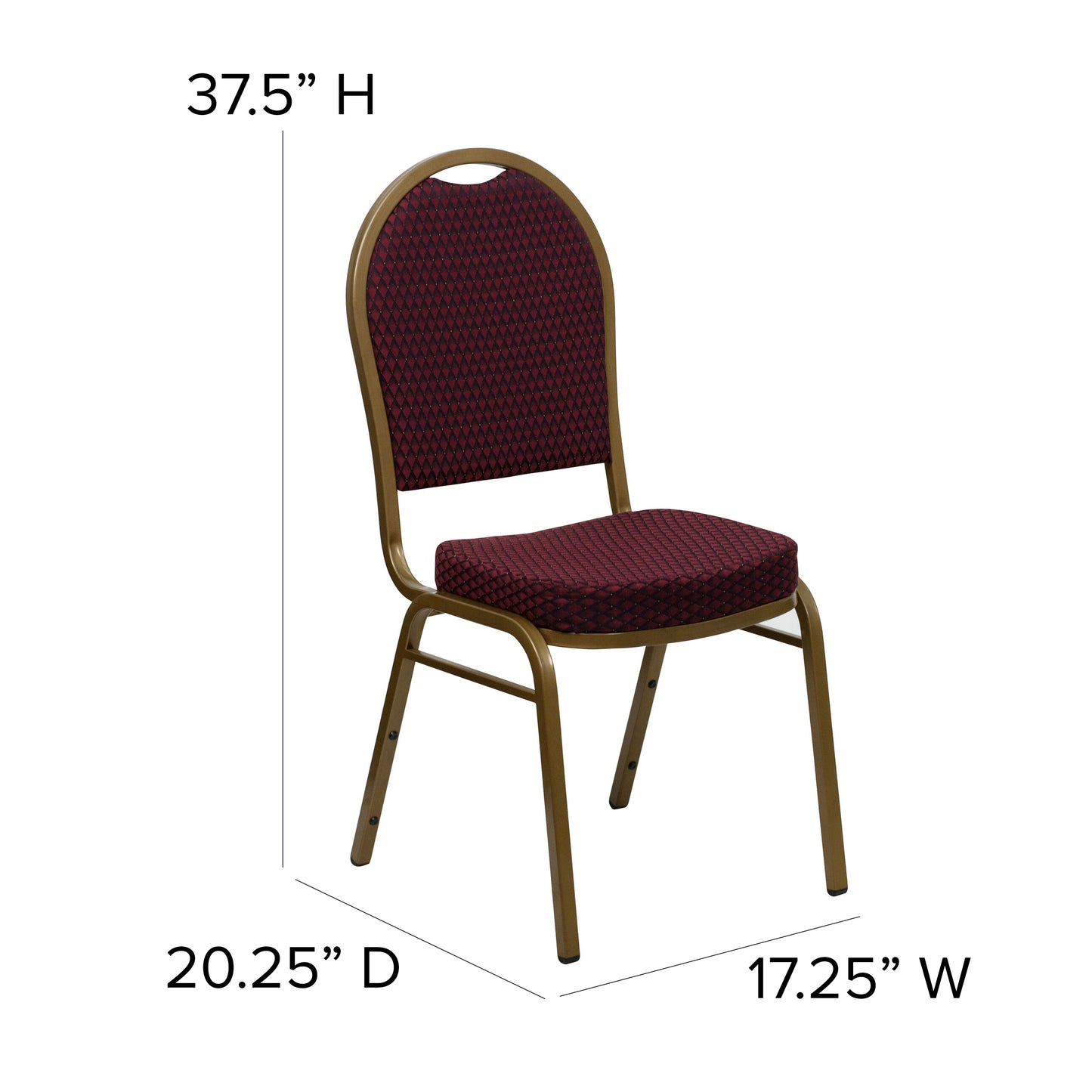 HERCULES Series Dome Back Stacking Banquet Chair in Burgundy Patterned Fabric - Gold Frame Burgundy Patterned Fabric/Gold Frame