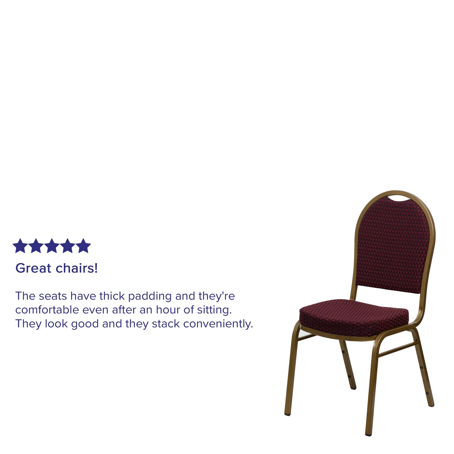 HERCULES Series Dome Back Stacking Banquet Chair in Burgundy Patterned Fabric - Gold Frame Burgundy Patterned Fabric/Gold Frame