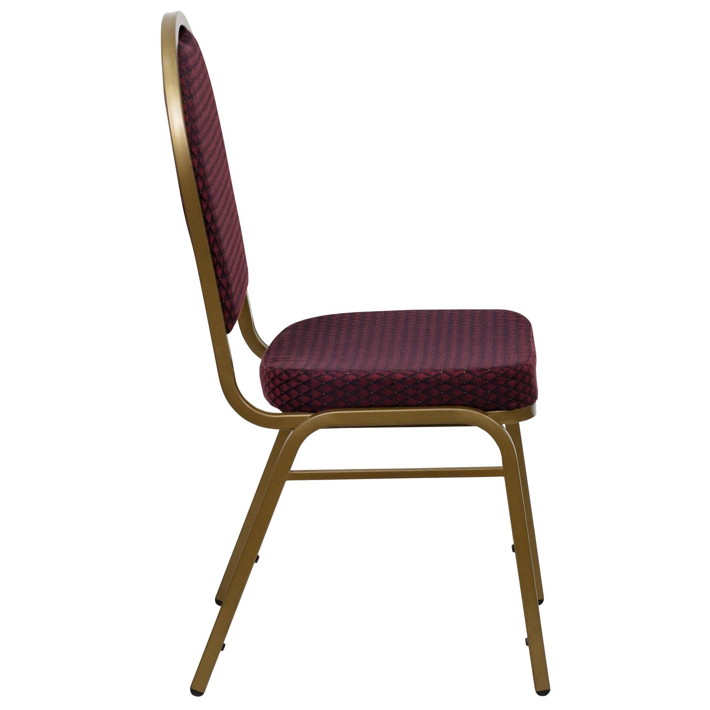HERCULES Series Dome Back Stacking Banquet Chair in Burgundy Patterned Fabric - Gold Frame Burgundy Patterned Fabric/Gold Frame