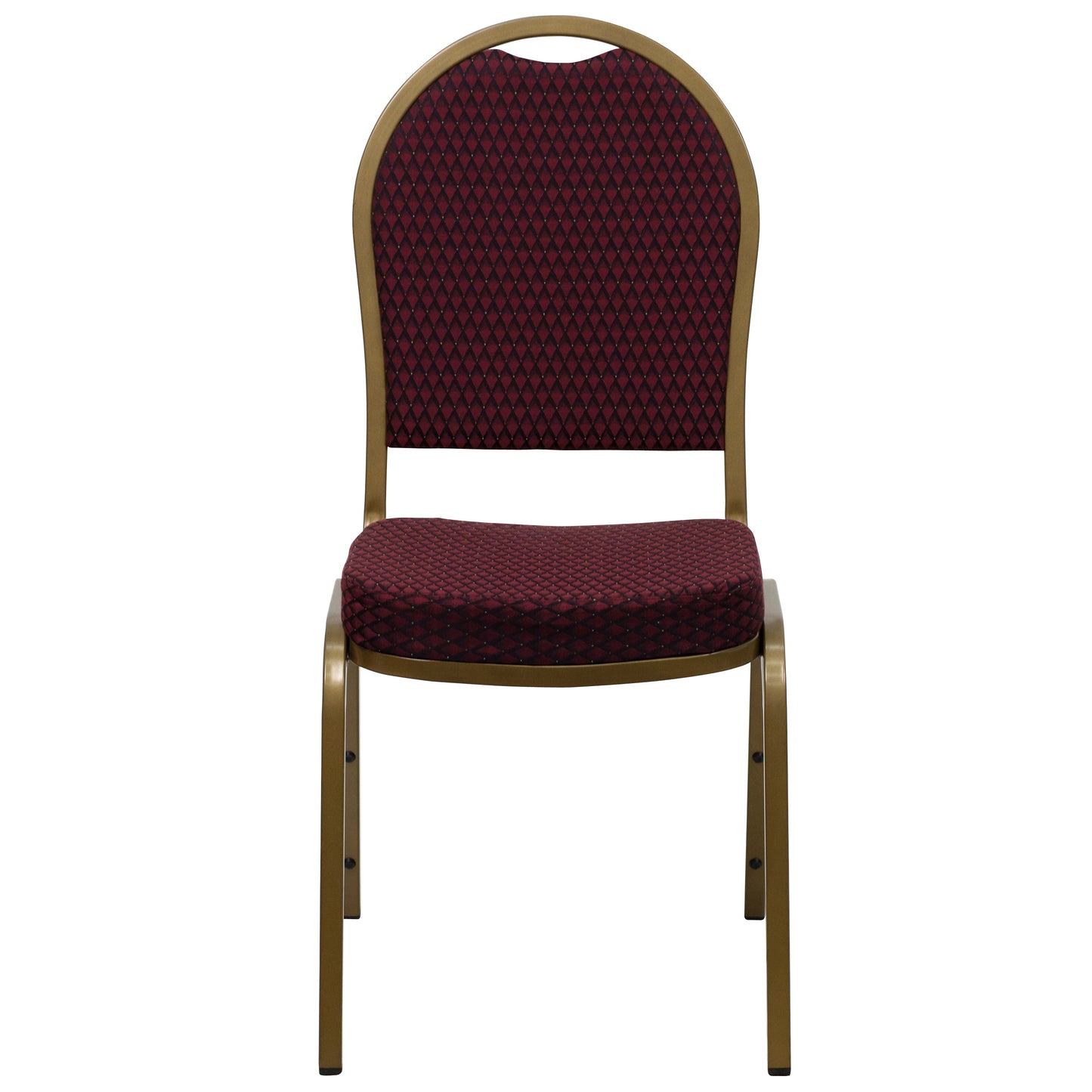 HERCULES Series Dome Back Stacking Banquet Chair in Burgundy Patterned Fabric - Gold Frame Burgundy Patterned Fabric/Gold Frame