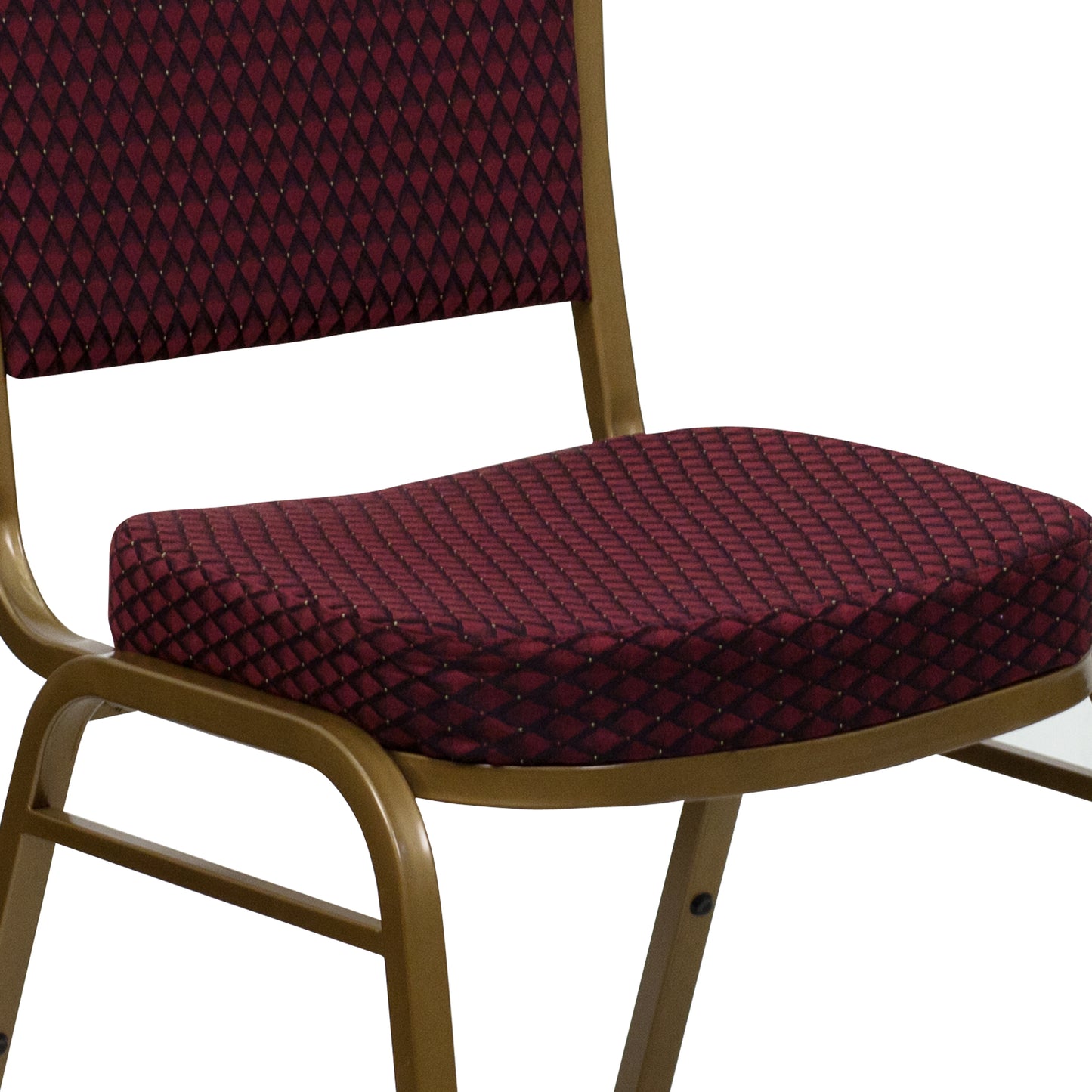 HERCULES Series Dome Back Stacking Banquet Chair in Burgundy Patterned Fabric - Gold Frame Burgundy Patterned Fabric/Gold Frame