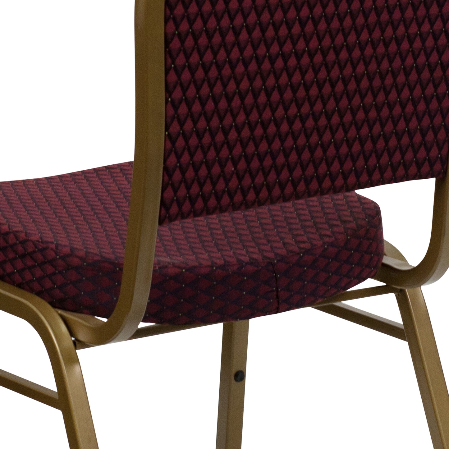 HERCULES Series Dome Back Stacking Banquet Chair in Burgundy Patterned Fabric - Gold Frame Burgundy Patterned Fabric/Gold Frame