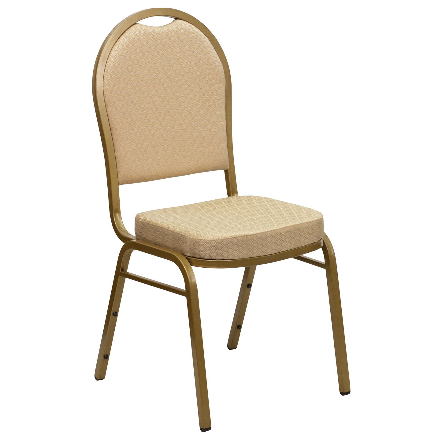 HERCULES Series Dome Back Stacking Banquet Chair in Beige Patterned Fabric - Gold Frame Beige Patterned Fabric/Gold Frame FD-C03-ALLGOLD-H20124E-GG