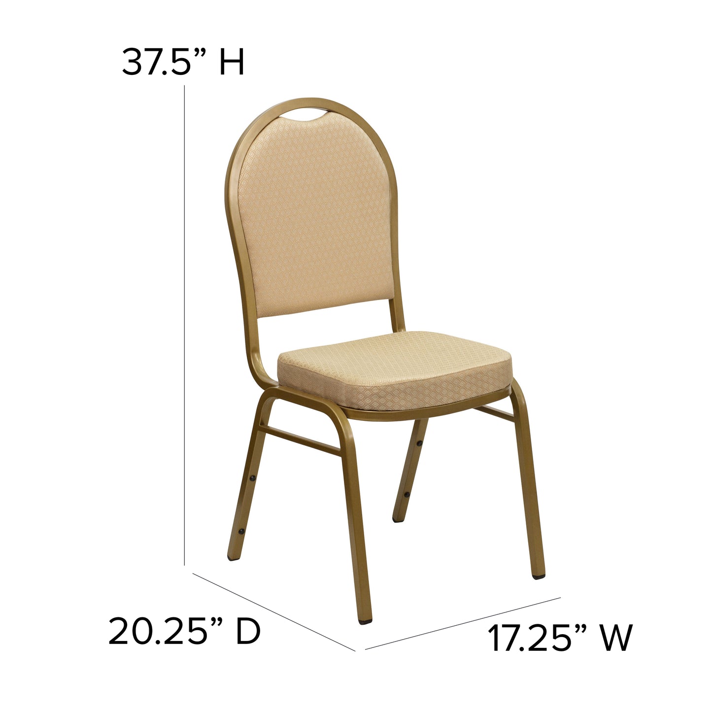 HERCULES Series Dome Back Stacking Banquet Chair in Beige Patterned Fabric - Gold Frame Beige Patterned Fabric/Gold Frame FD-C03-ALLGOLD-H20124E-GG