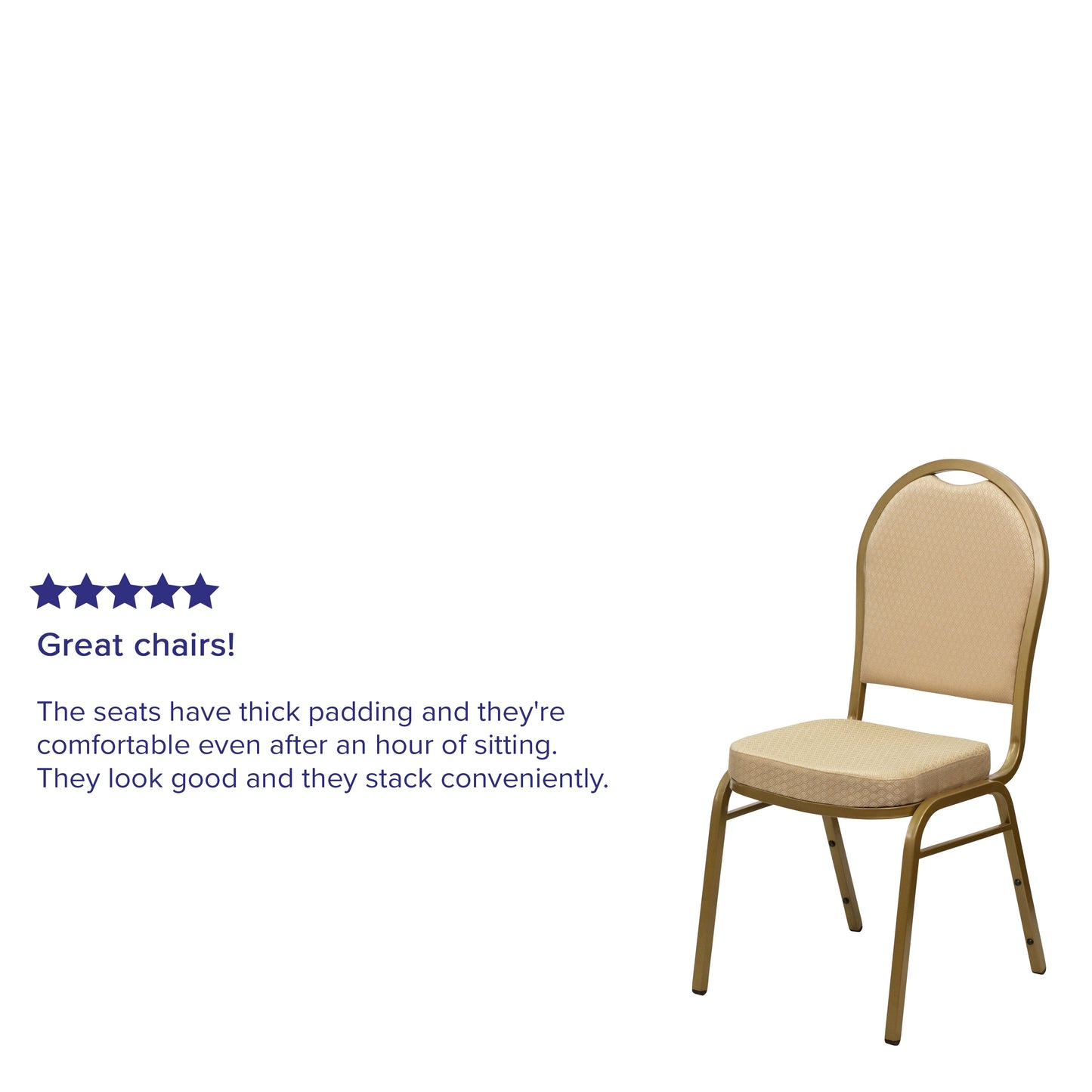 HERCULES Series Dome Back Stacking Banquet Chair in Beige Patterned Fabric - Gold Frame Beige Patterned Fabric/Gold Frame FD-C03-ALLGOLD-H20124E-GG
