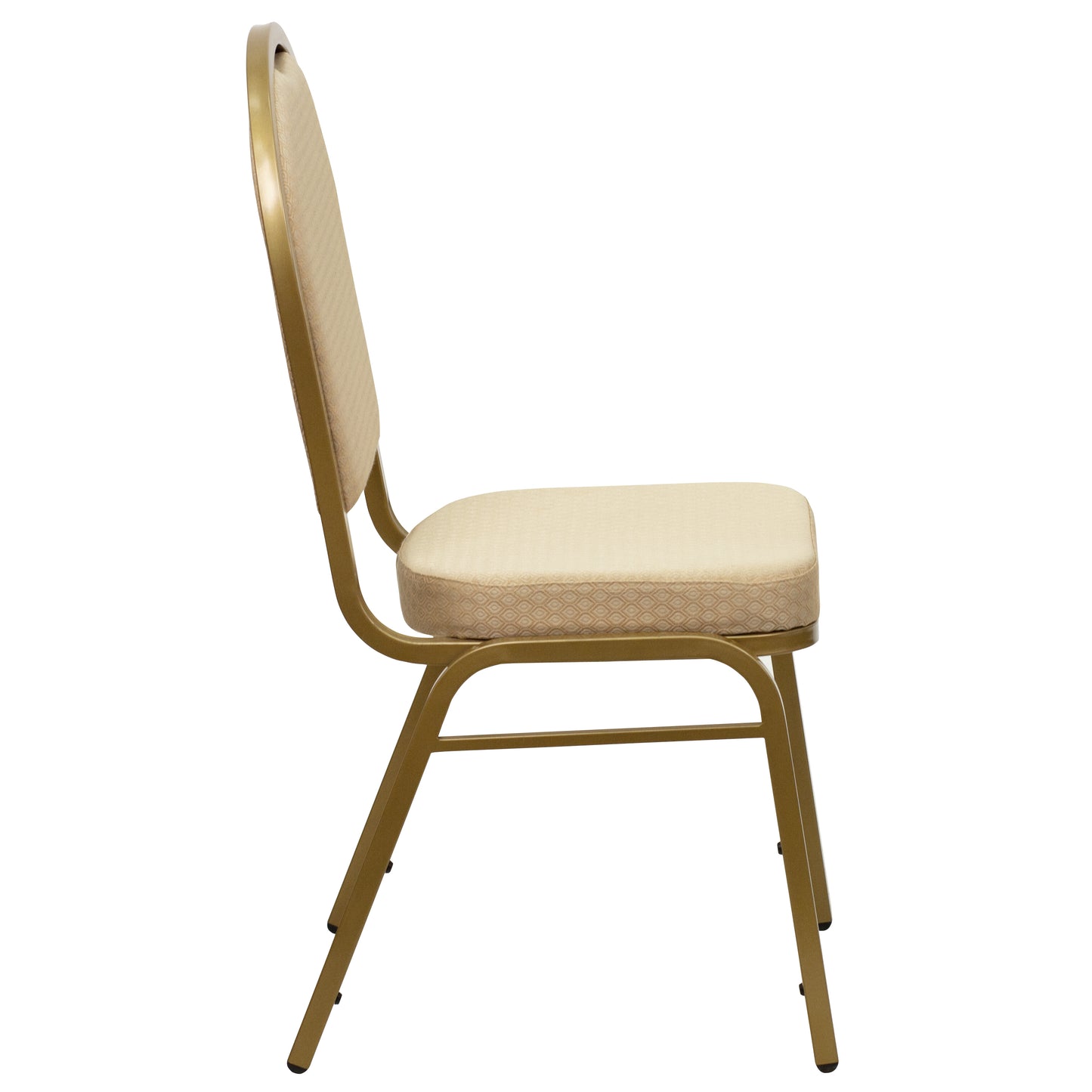 HERCULES Series Dome Back Stacking Banquet Chair in Beige Patterned Fabric - Gold Frame Beige Patterned Fabric/Gold Frame FD-C03-ALLGOLD-H20124E-GG