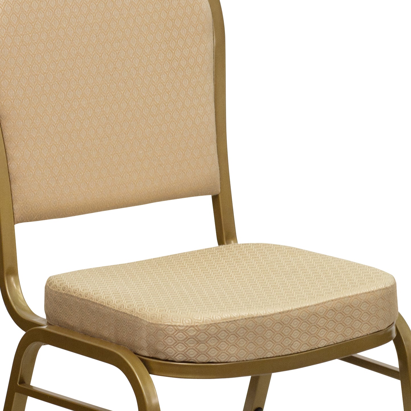 HERCULES Series Dome Back Stacking Banquet Chair in Beige Patterned Fabric - Gold Frame Beige Patterned Fabric/Gold Frame FD-C03-ALLGOLD-H20124E-GG