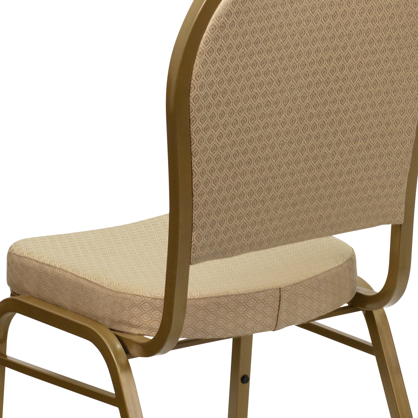 HERCULES Series Dome Back Stacking Banquet Chair in Beige Patterned Fabric - Gold Frame Beige Patterned Fabric/Gold Frame FD-C03-ALLGOLD-H20124E-GG