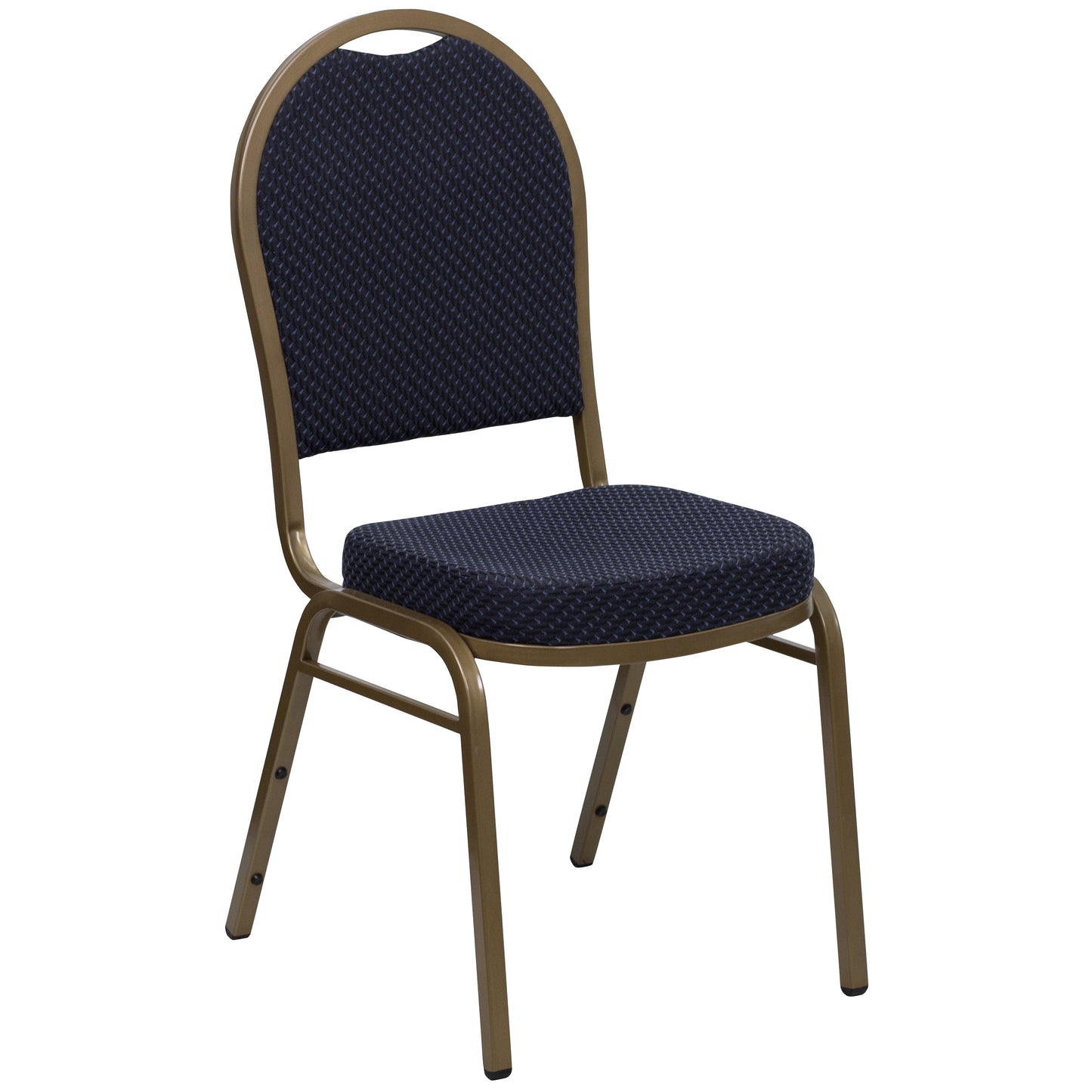 HERCULES Series Dome Back Stacking Banquet Chair in Navy Patterned Fabric - Gold Frame Navy Patterned Fabric/Gold Frame